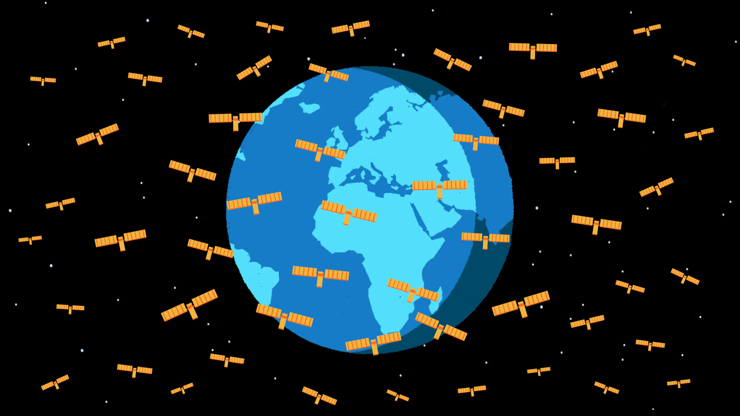 The Big, Crowded Business of Satellite Internet, Art by Studio Muti
