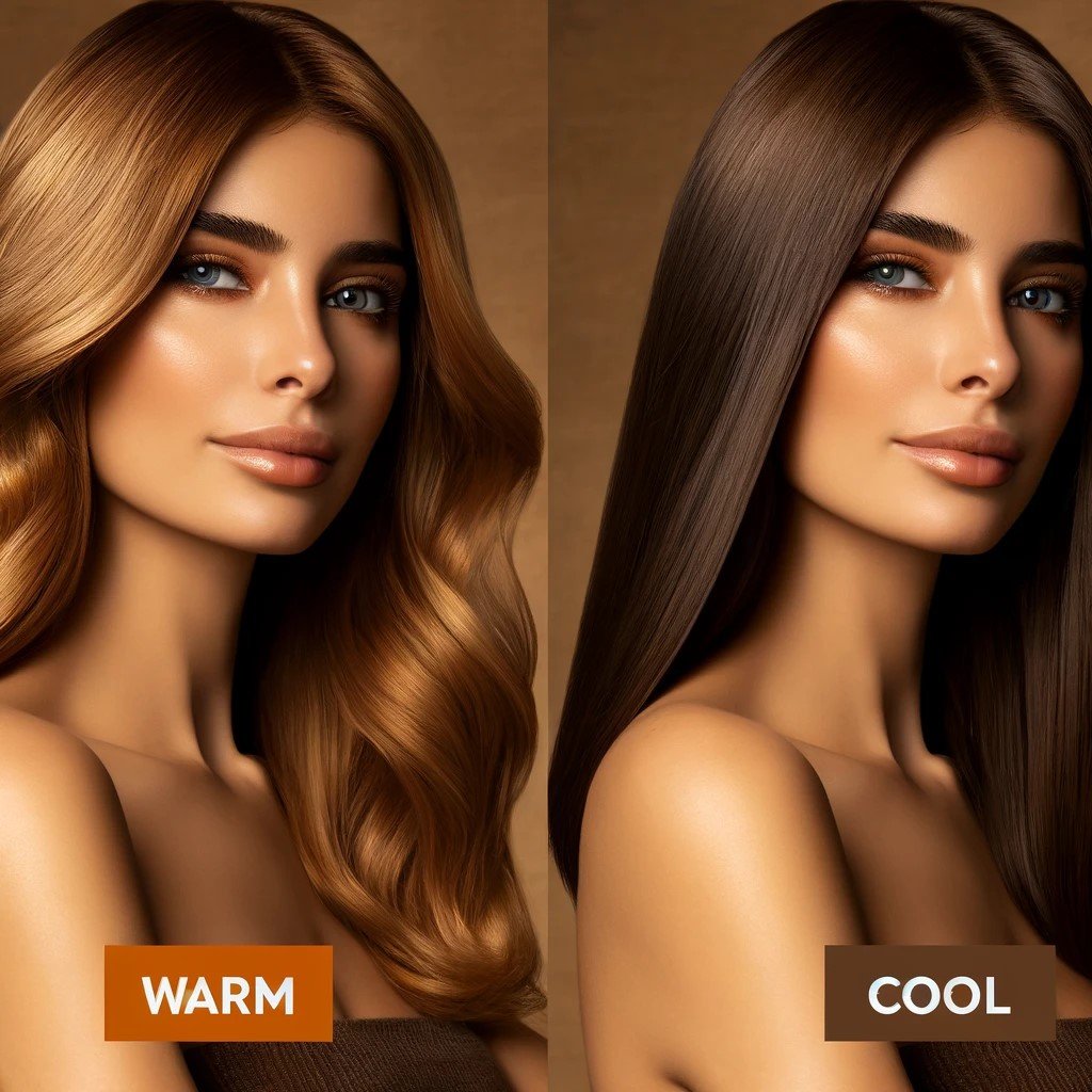 DALL·E 2024-04-01 175630 - Create a side-by-side comparison image showcasing the difference between warm and cool brunette hair colors The left side of the image features a wom (1).jpeg