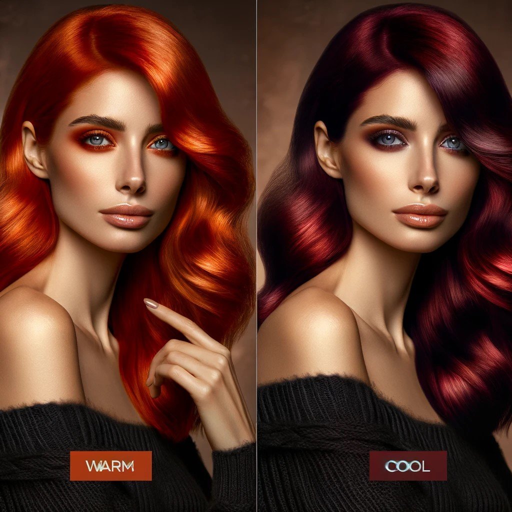 DALL·E 2024-04-01 175642 - Create a side-by-side comparison image showcasing the difference between warm and cool red hair colors On the left side feature a woman with warm re (1).jpeg