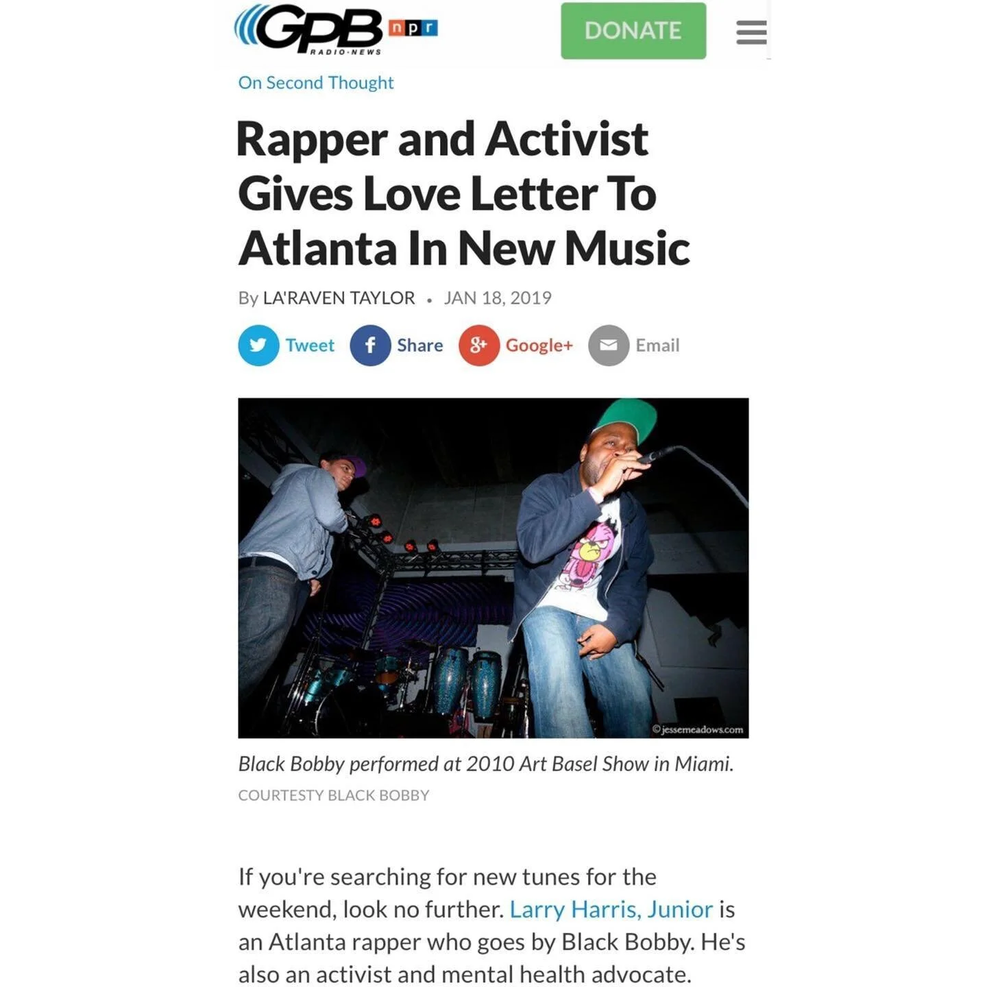 ... link in bio! was featured on Atlanta local @npr station, @gpbnews&rsquo;s show, On Second Thought. peep the interview and clips of my music they played! thanks!! blackbobby.com #atlantamusicians #atlanta #hiphop #music