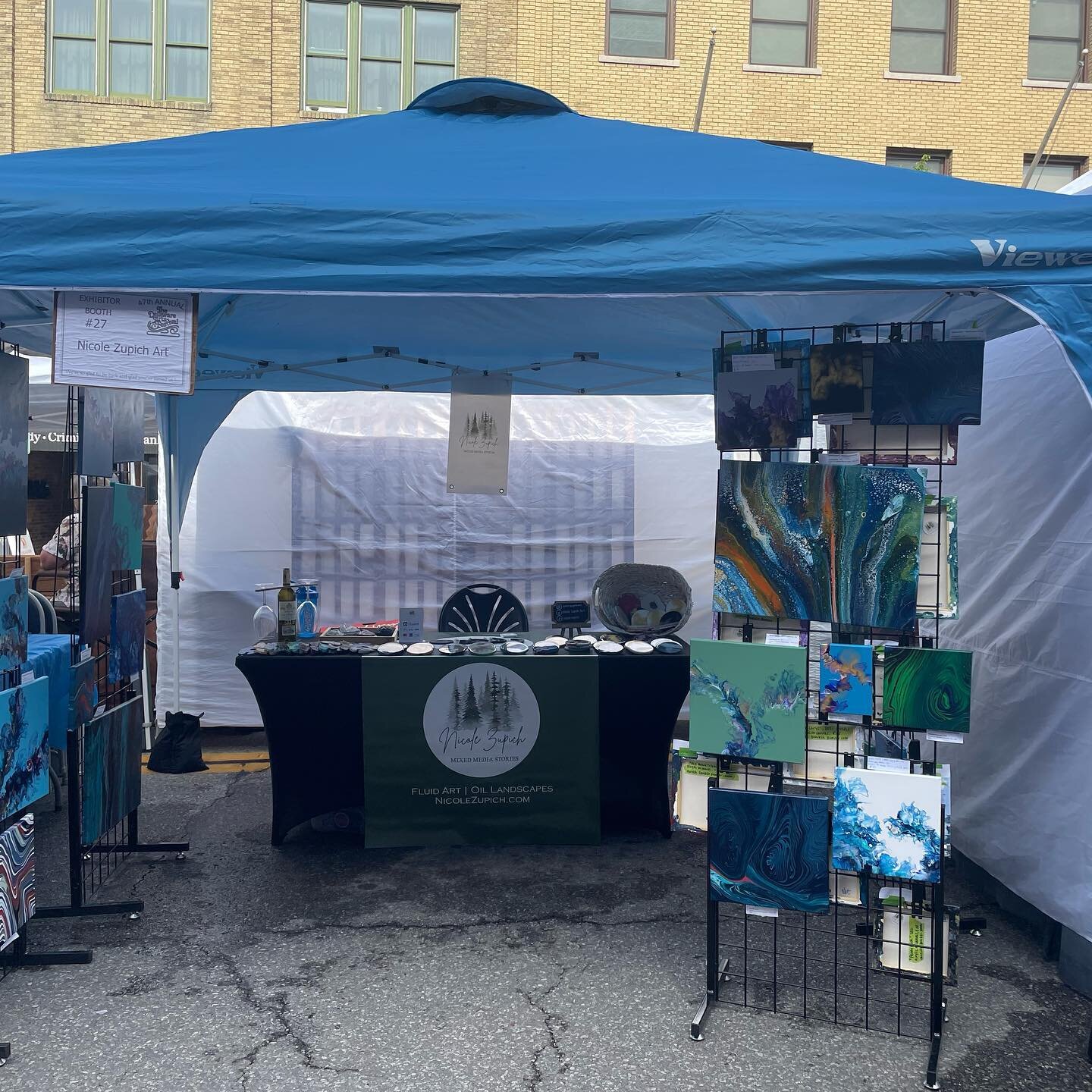 Day 2! Had to go back last night at 10:15pm because the festival called to tel me the roof blew off my damn tent. Saved all my canvases and we&rsquo;re ready to go for a DRY day today!

Come out and support local makers! 10am-5pm!