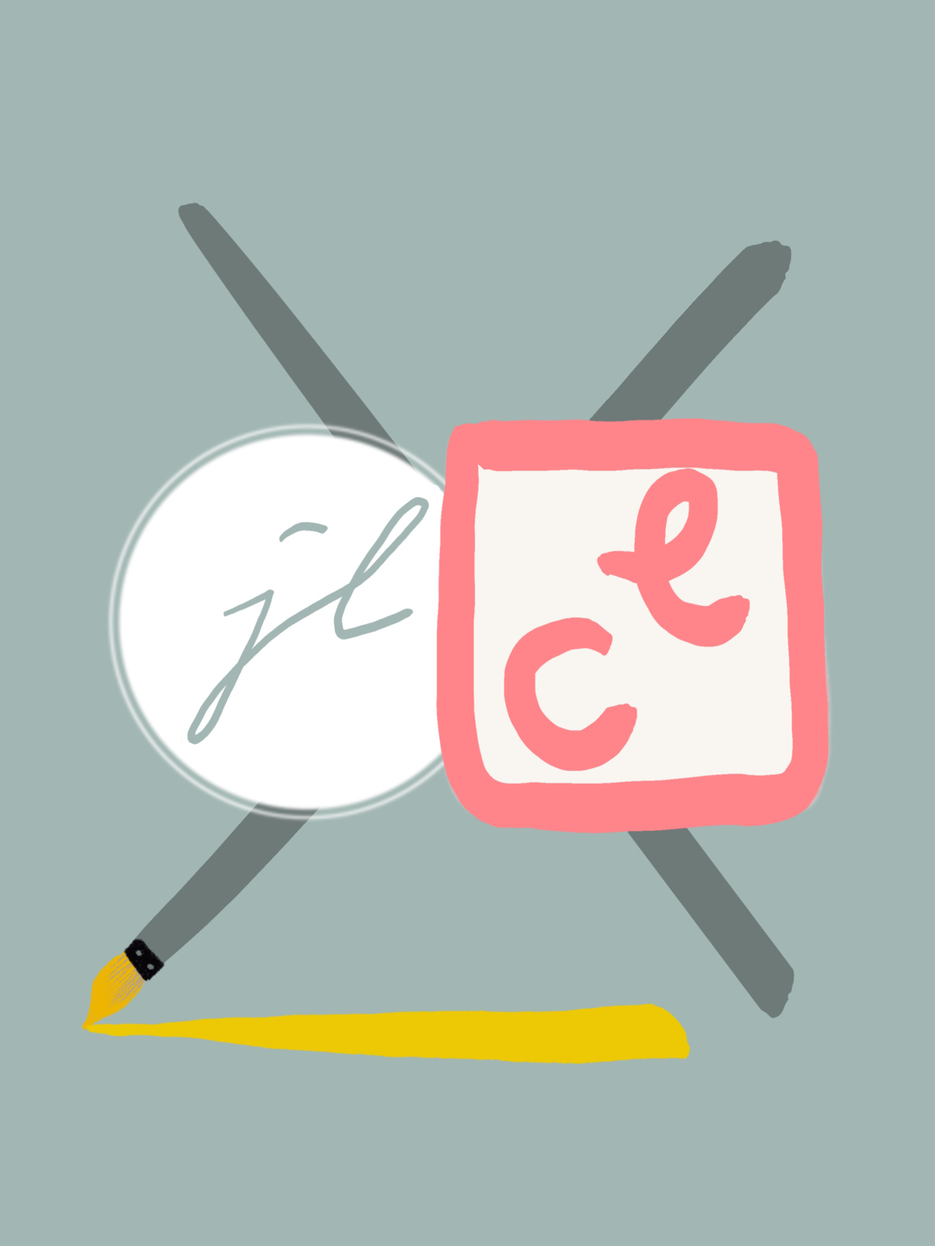 Illustration of a pencil, a speech bubble with the word 'yes,' and a cute pink box with the word 'ice' on it, on a gray background.