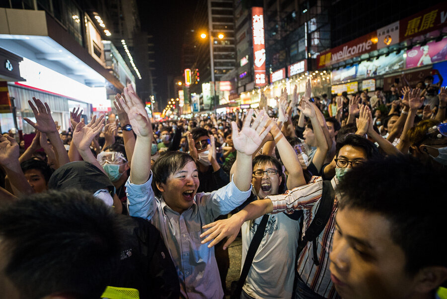 18th Oct, 2014
Group of pro-democracy protester occupy the street again in Mong Kok, after police clear out the area last night, 18th Oct, 2014