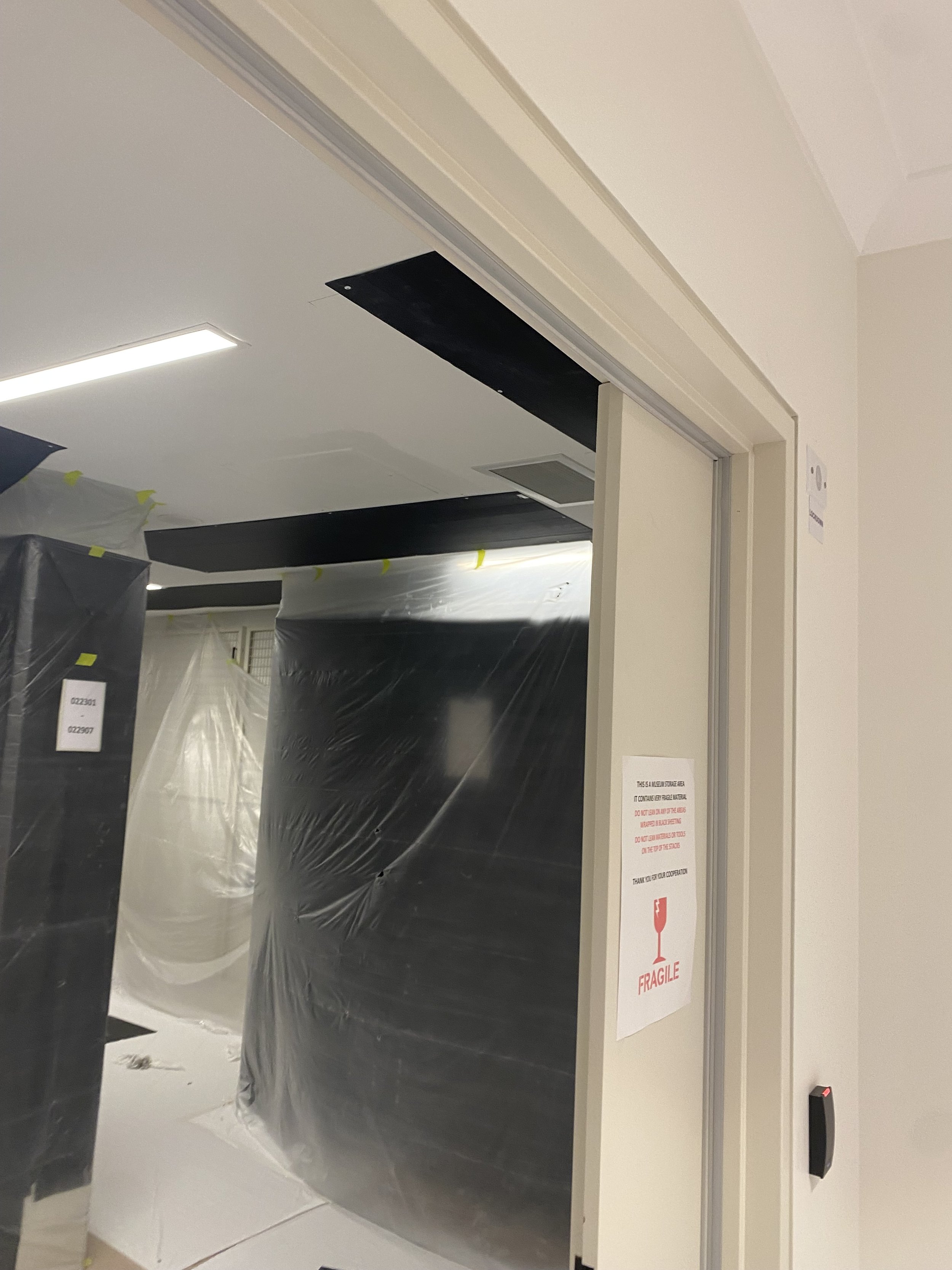  Temporary celings panels are put in place to stop any debris and pests entering the repositories 