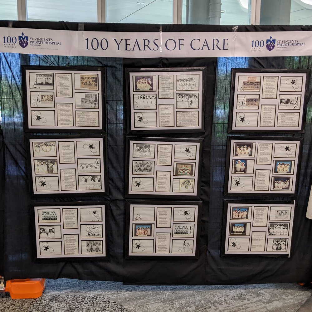 Temporary centenary exhibition in entrance 1 foyer. Image taken by Allison O’Sullivan, courtesy of St Vincent’s Hospital Toowoomba. 