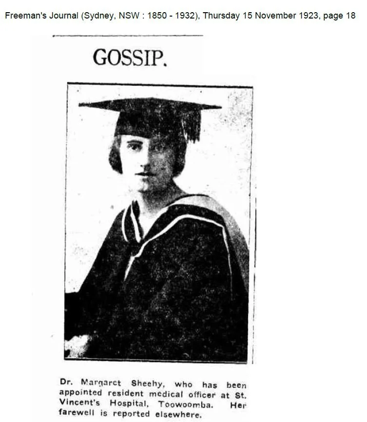 Dr Margaret Sheehy departs for Queensland