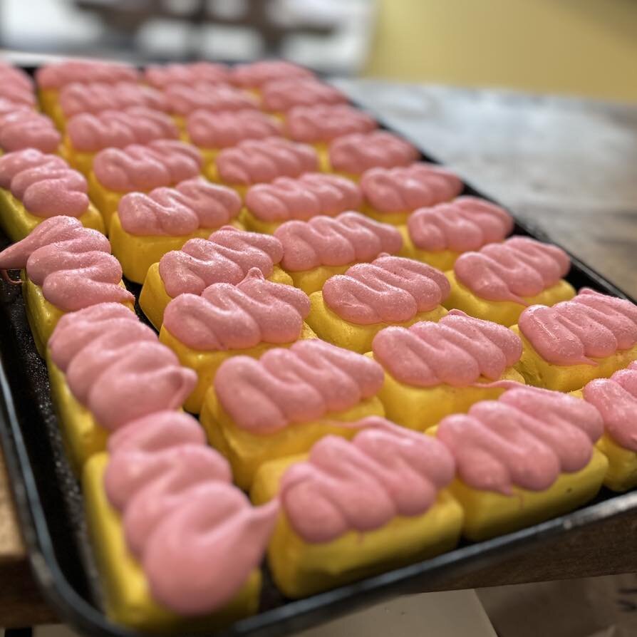 Our Easter treats are starting to hit the case! First are the Beeps (peeps but at B&rsquo;s) vanilla flavored marshmallows. Coming soon: peanut butter Easter eggs and carrot cake by the slice.