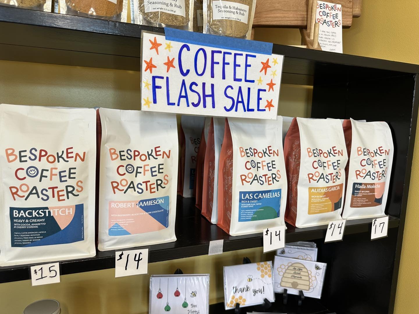 We&rsquo;re having a sale this week on select Bespoken Coffee Roasters coffee beans! Come on down and try something new!