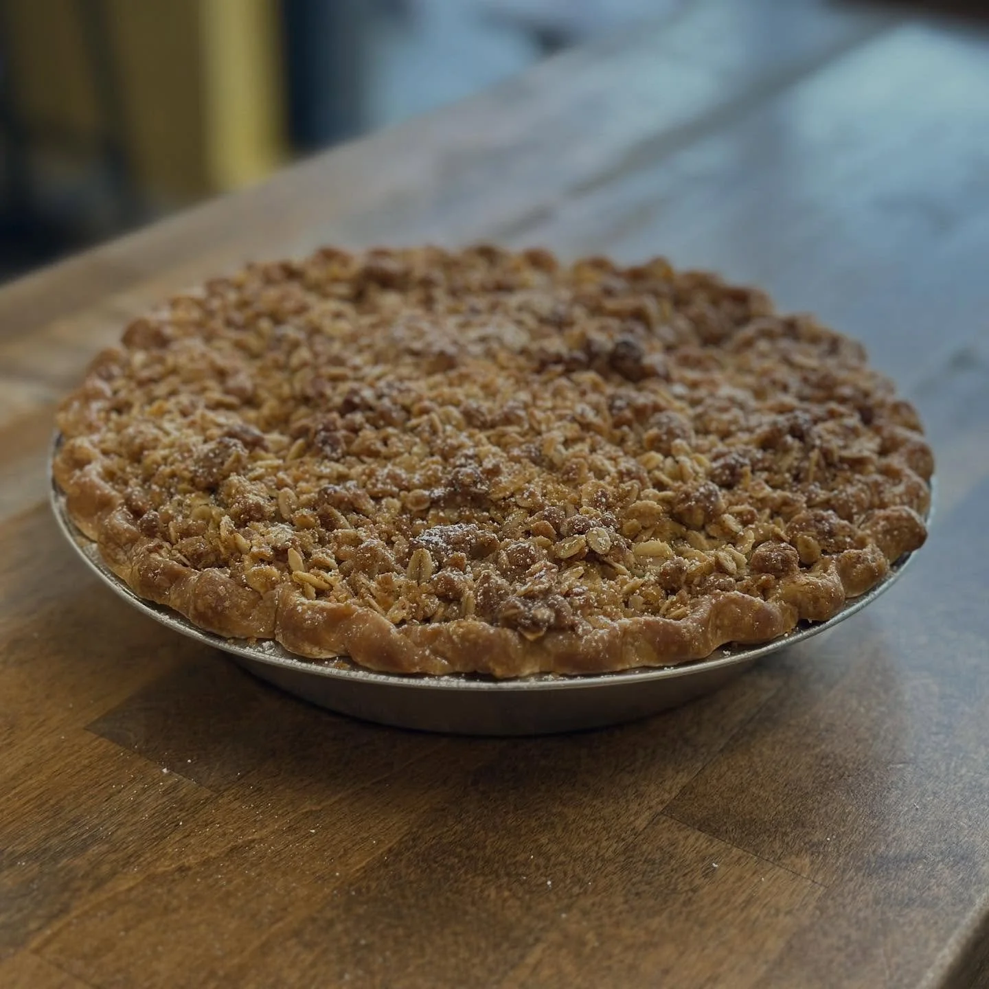 Our crumble topped apple pie, available only on our Thanksgiving menu! You have just over 1 week to get those pre order forms in.