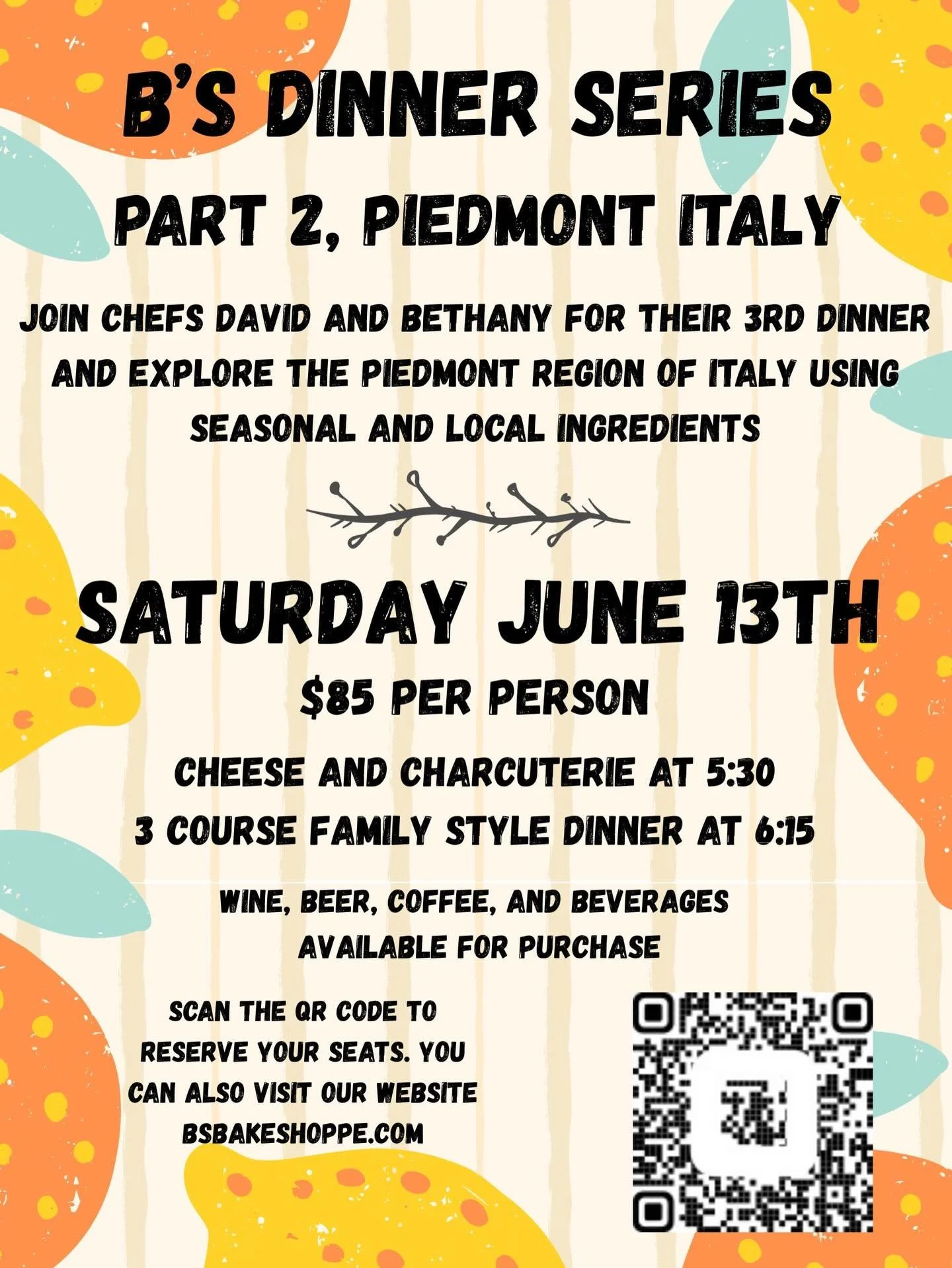 The menu for our next dinner on Saturday June 13th is up and reservations are live! Seating is limited!
