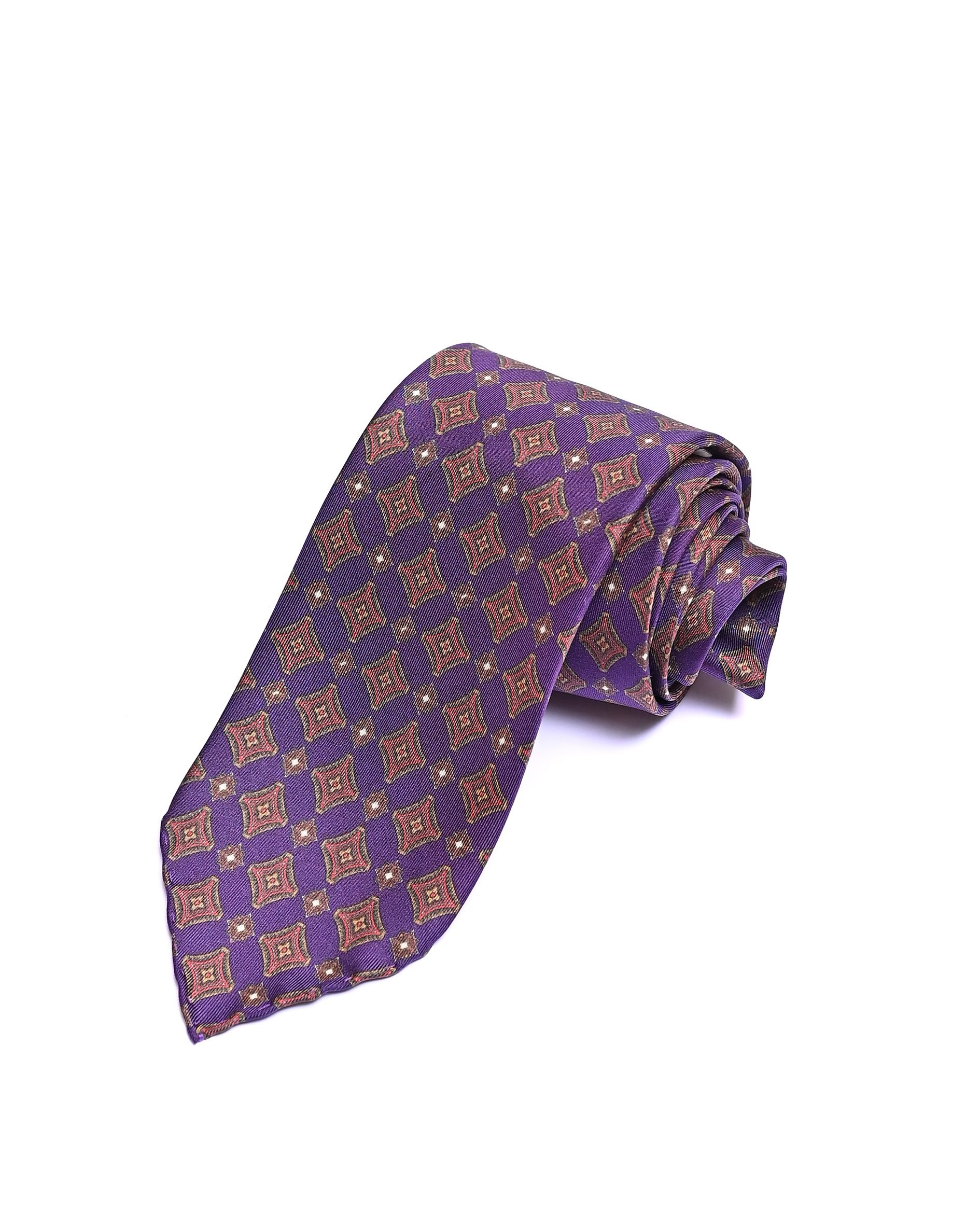 Spacca Neapolis - Geometric Print Tie - Purple
