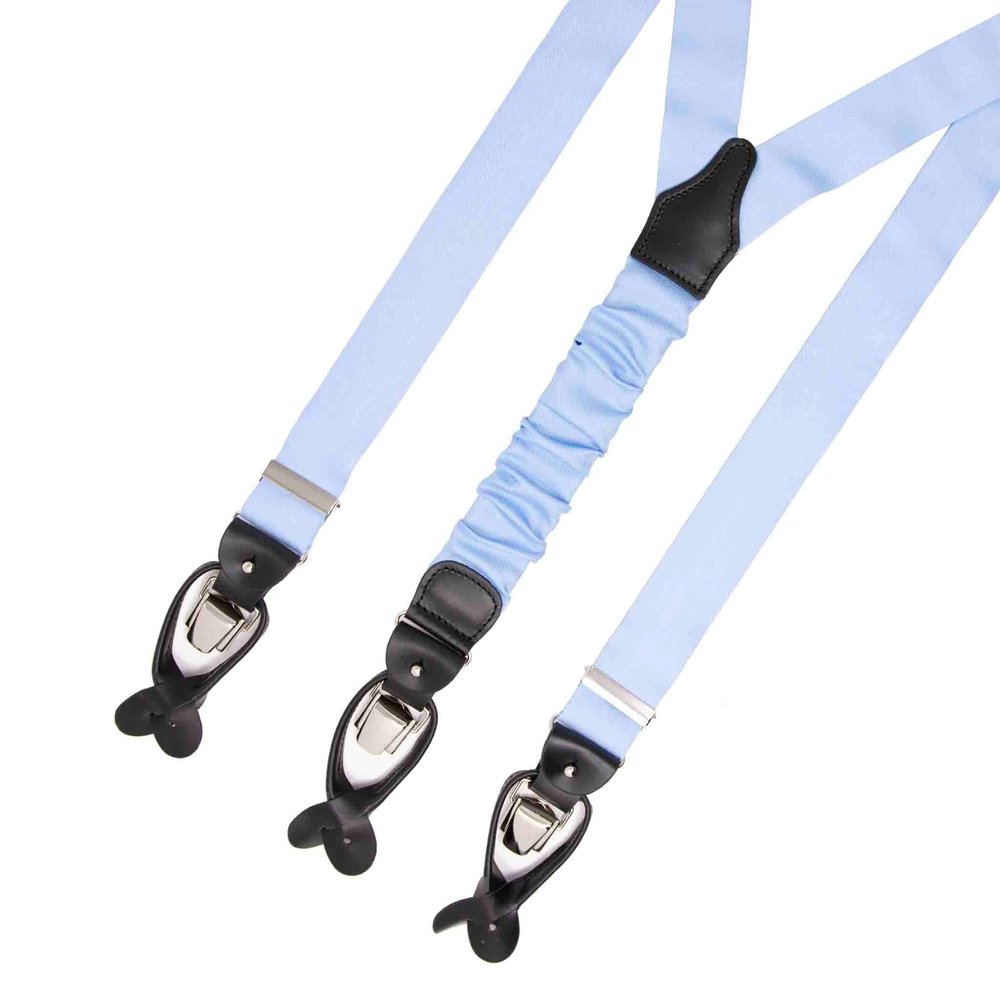 Sera Fine Silk Light Blue Suspenders - Italian Craftsmanship Meets