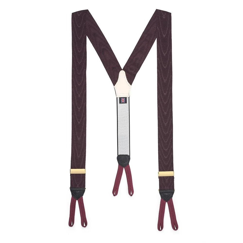 Benson & Clegg Silk Moire Braces in White Cinematic Elegance Handcrafted in England — Sprezza