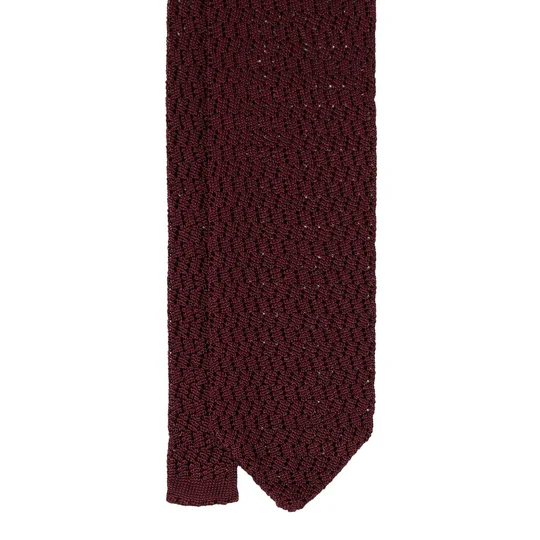 Serà Fine Silk - Burgundy Zig Zag V Point Knitted Tie