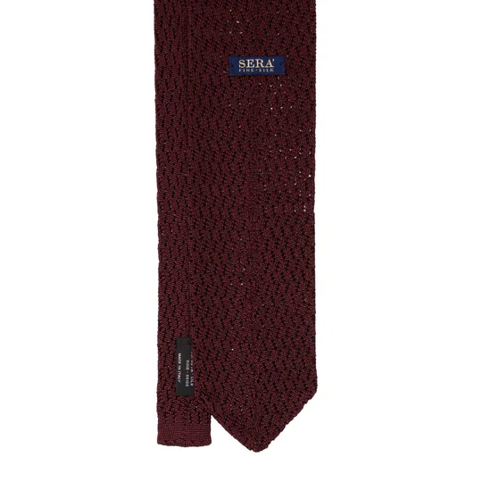 Serà Fine Silk - Burgundy Zig Zag V Point Knitted Tie