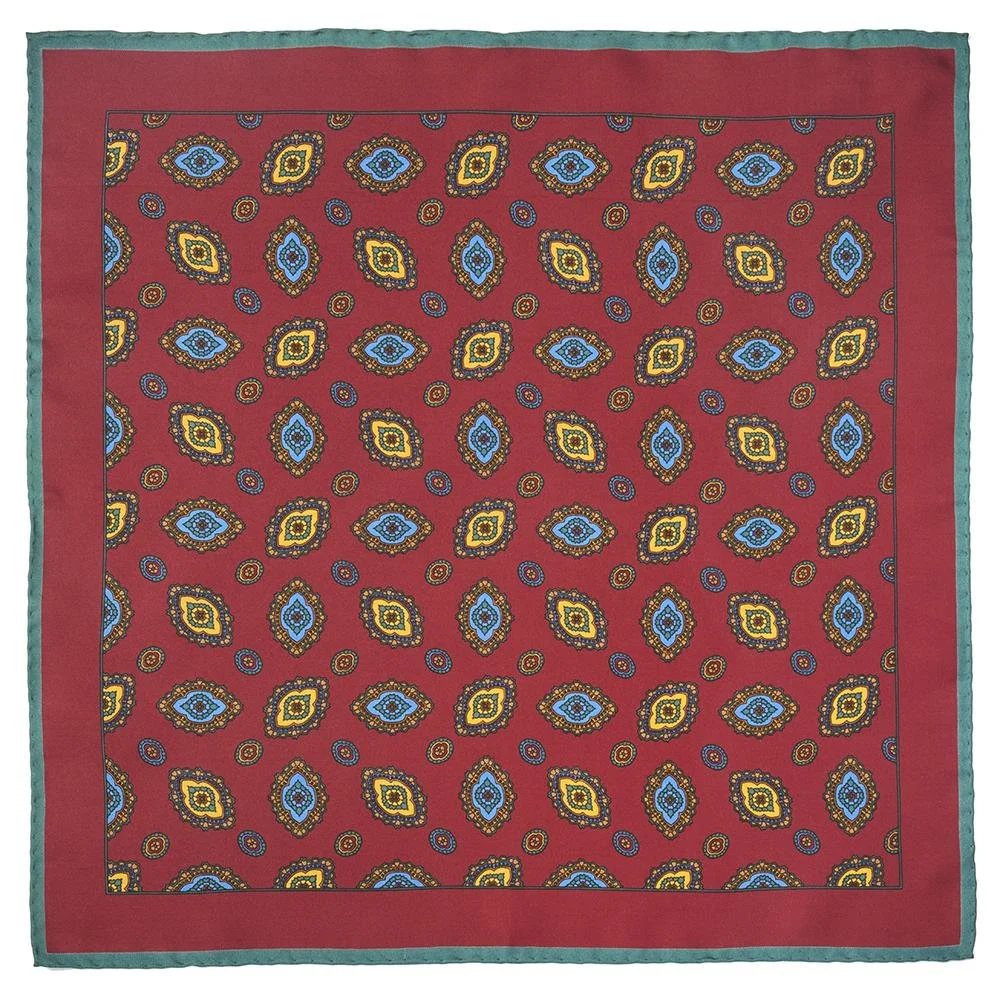 Benson & Clegg Pink With Blue Houndstooth Silk Pocket Square — Sprezza