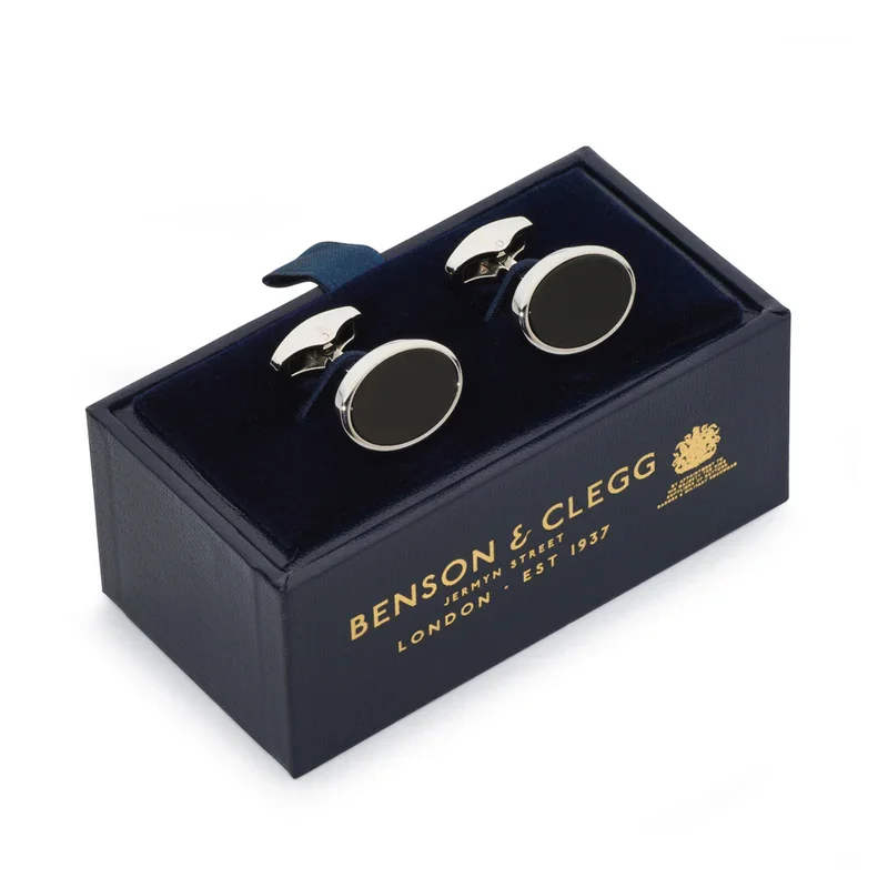 BensonAndCleggOnyxOvalCufflinksInSilver_Boxed_583012f7-1442-4318-95be-cd758ec84cd6.webp