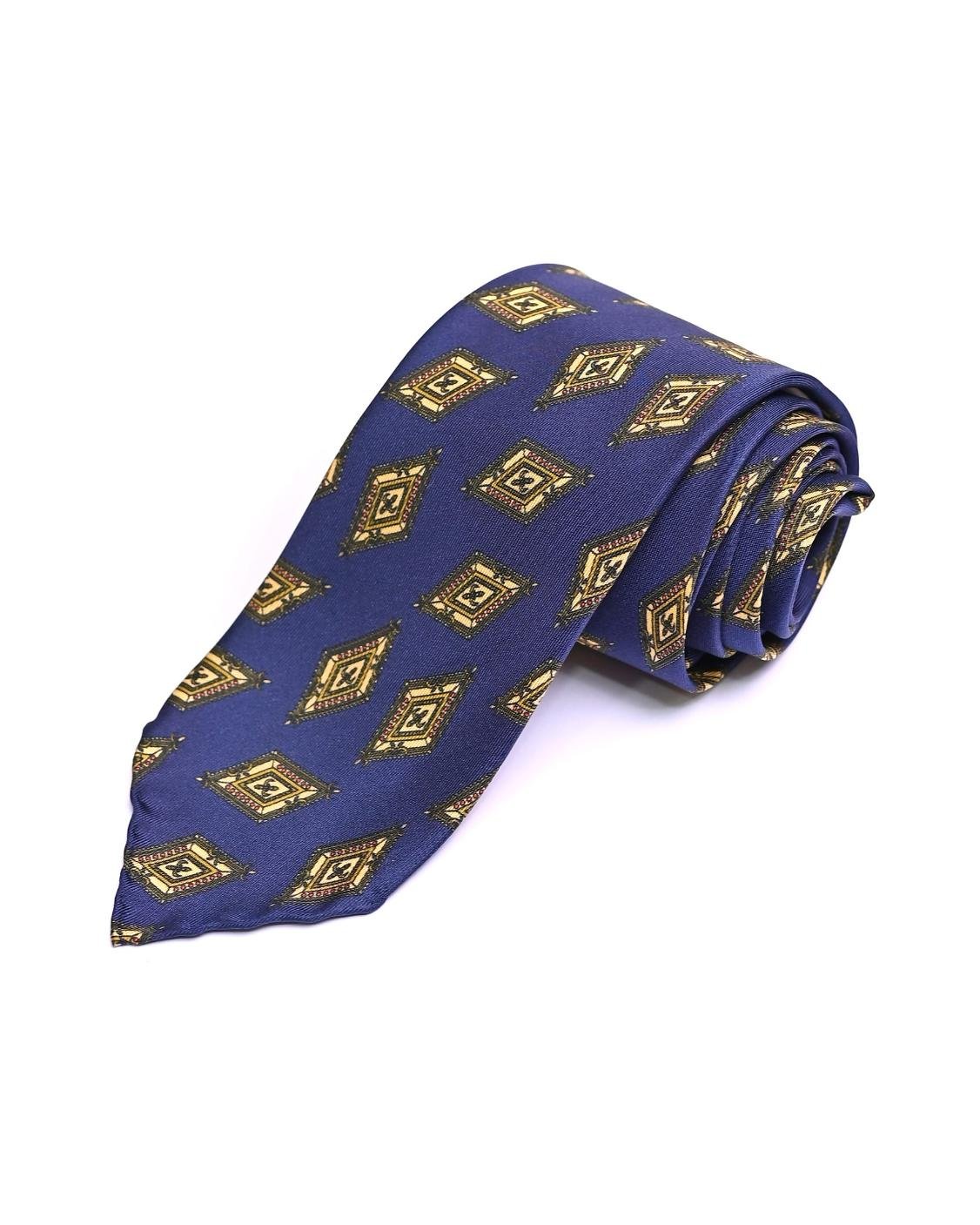 Spacca Neapolis - Large Diamond Motif Tie - Blue