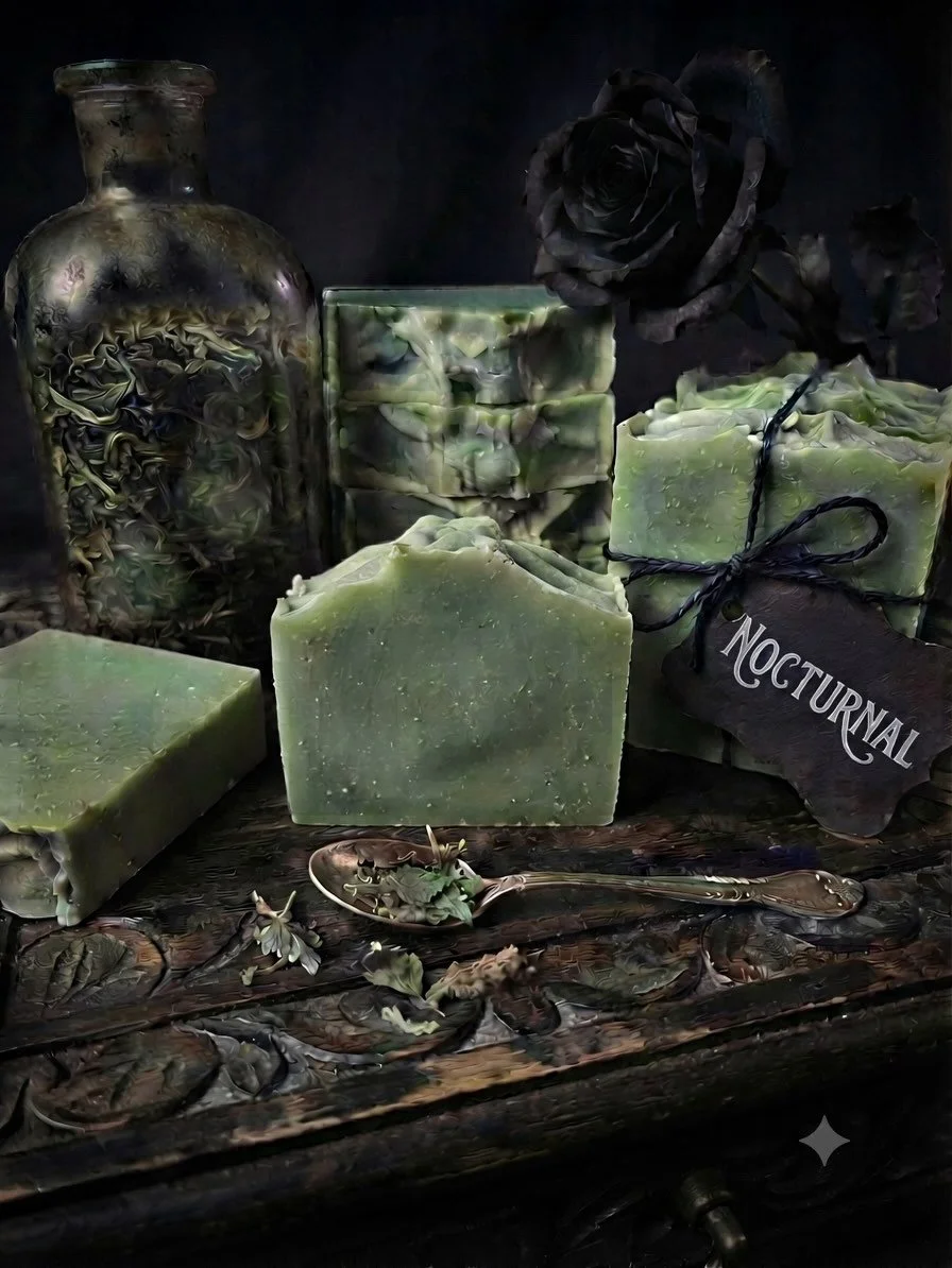 NOCTURNAL, fragranced with Green Tea this soap has less fragrance than others. This soap will be available soon!

#handmade #soap #gifts #smallbusinesscanada #gothic
