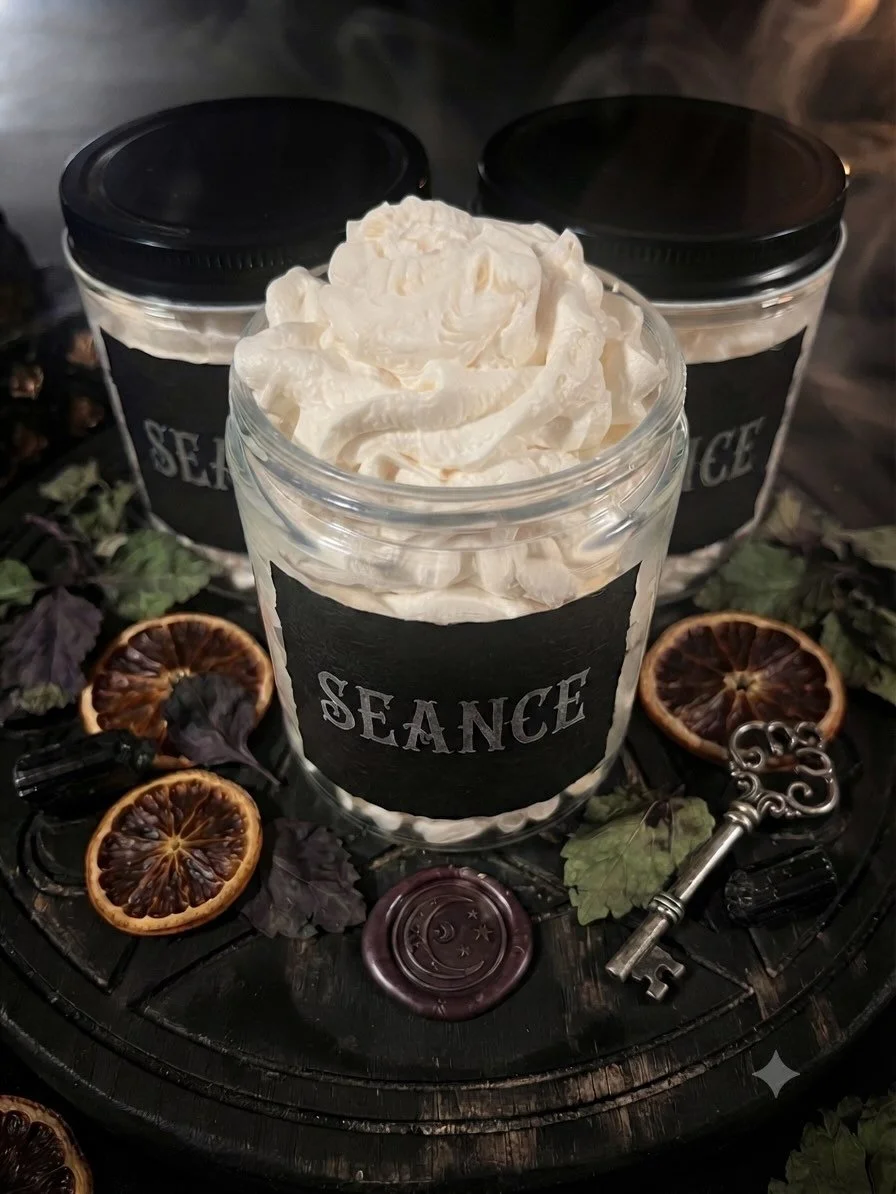 My personal new favourite! SEANCE is fragranced with Patchouli Orange. This is a must have 💀🖤

Available soon!
