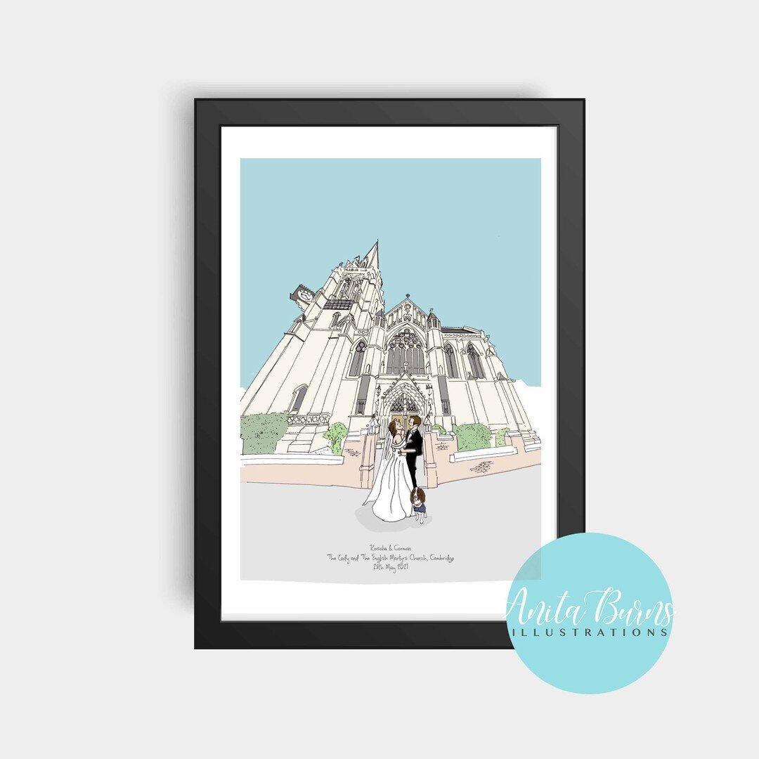 Wedding season is ON and long may it last. 🤞
If you have a wedding coming up and you are looking for a unique gift that will be cherished for years to come, you have come to the right place. 

Hand drawn in pen from photographs and digitally coloure