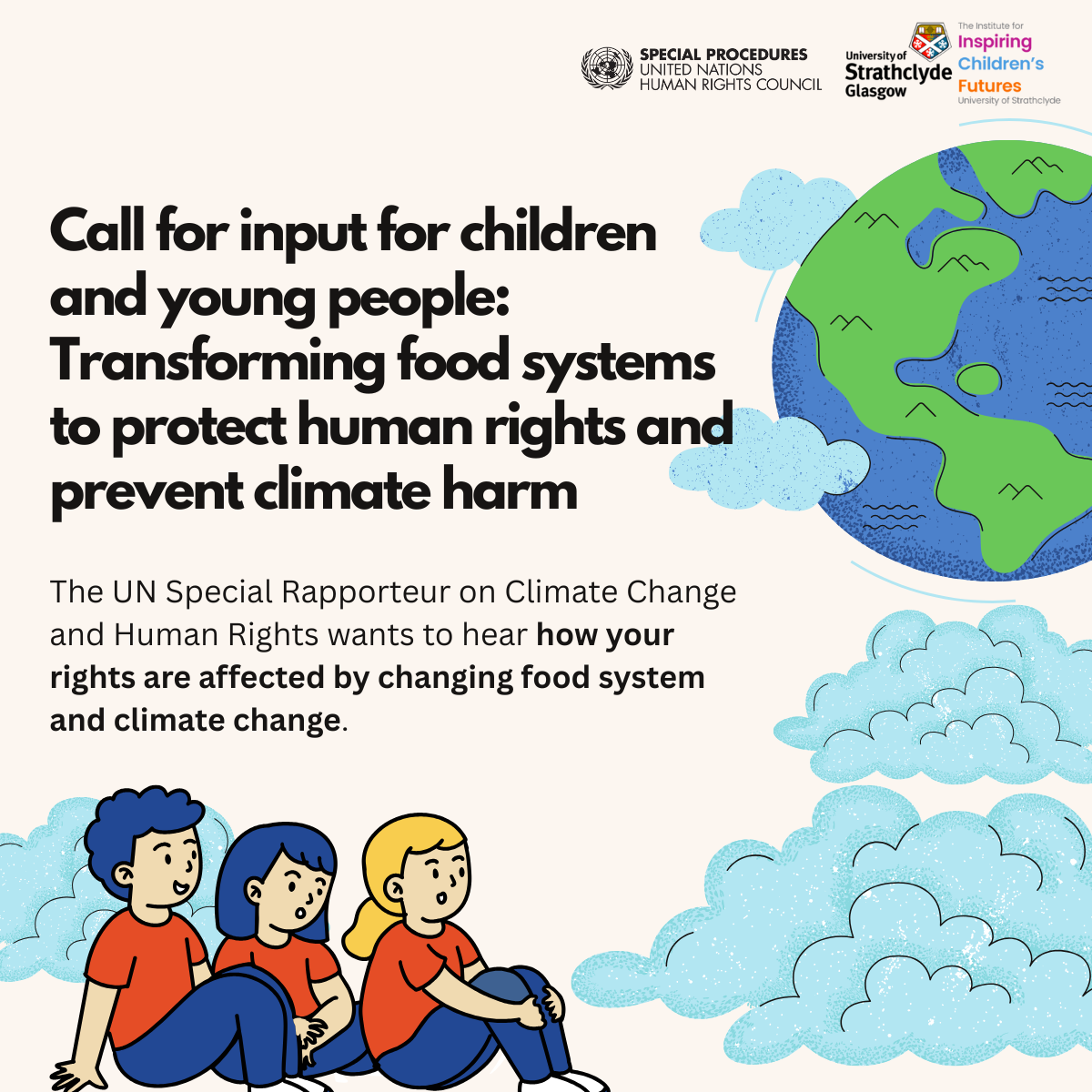 Call for Input for Children and Young People! Transforming food systems to protect human rights and prevent climate harm