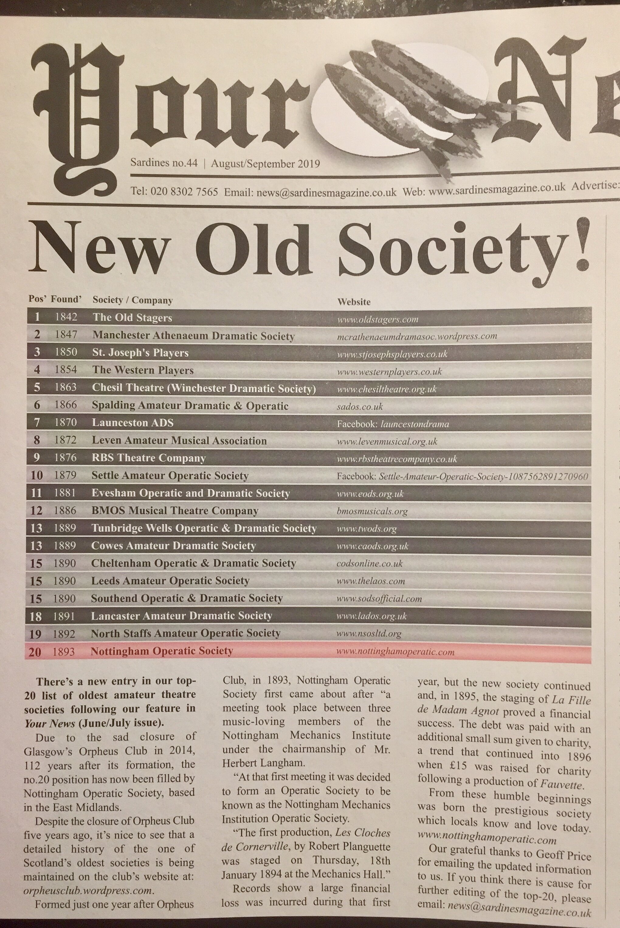 It's Official! We're in the top 20 Oldest Societies