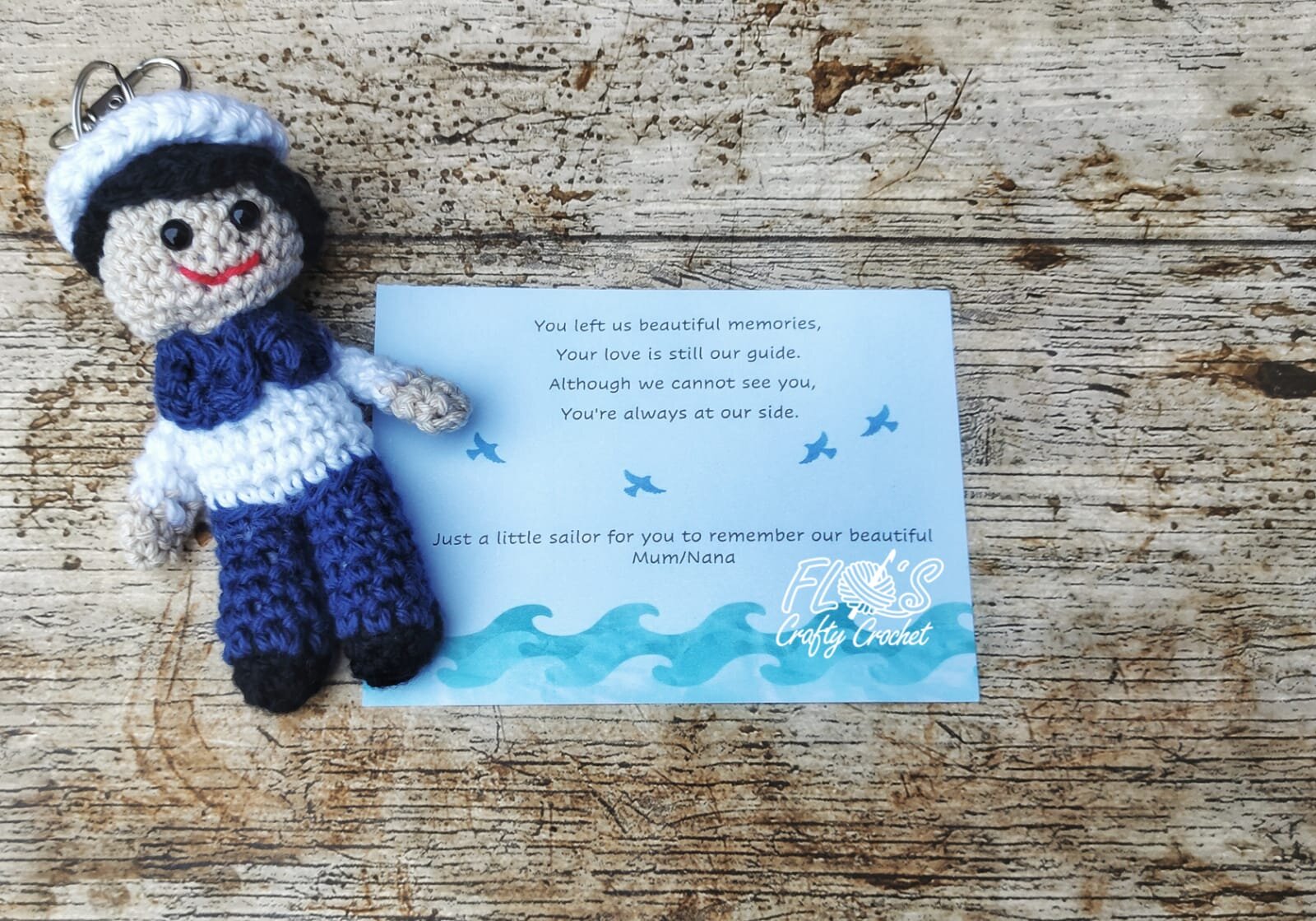 This little sailor (Ahoy Sailor - coming soon) was made for a family on their mother’s anniversary.  Their mum had made them all little sailors when they were younger and this lady wanted one for each member as a little token of remembrance.
