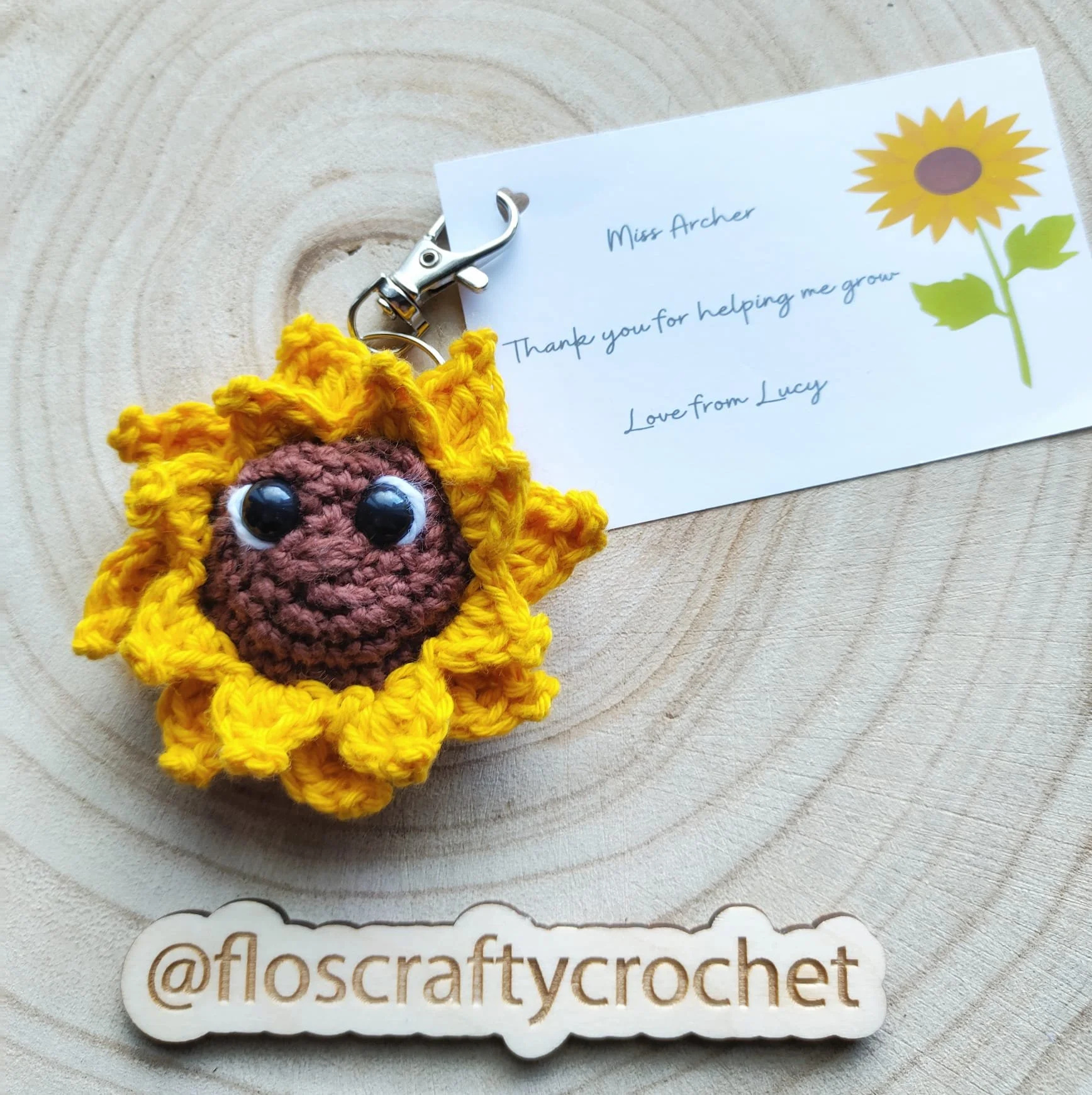 Sunflower keychain and gift card
