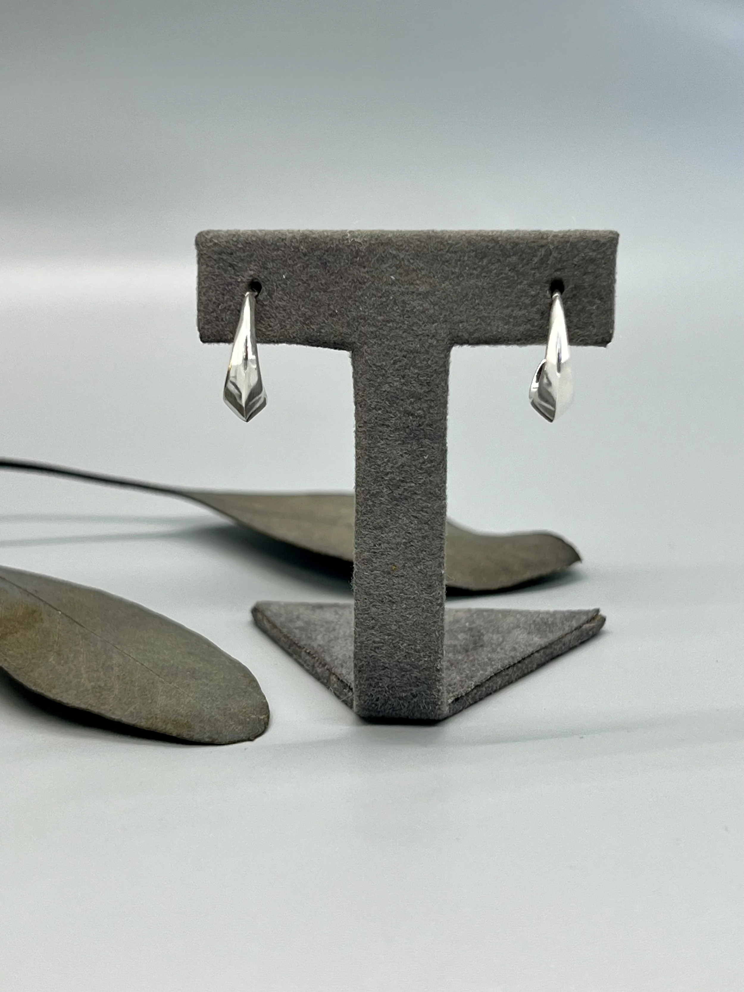 Sterling silver crescent ear hoops