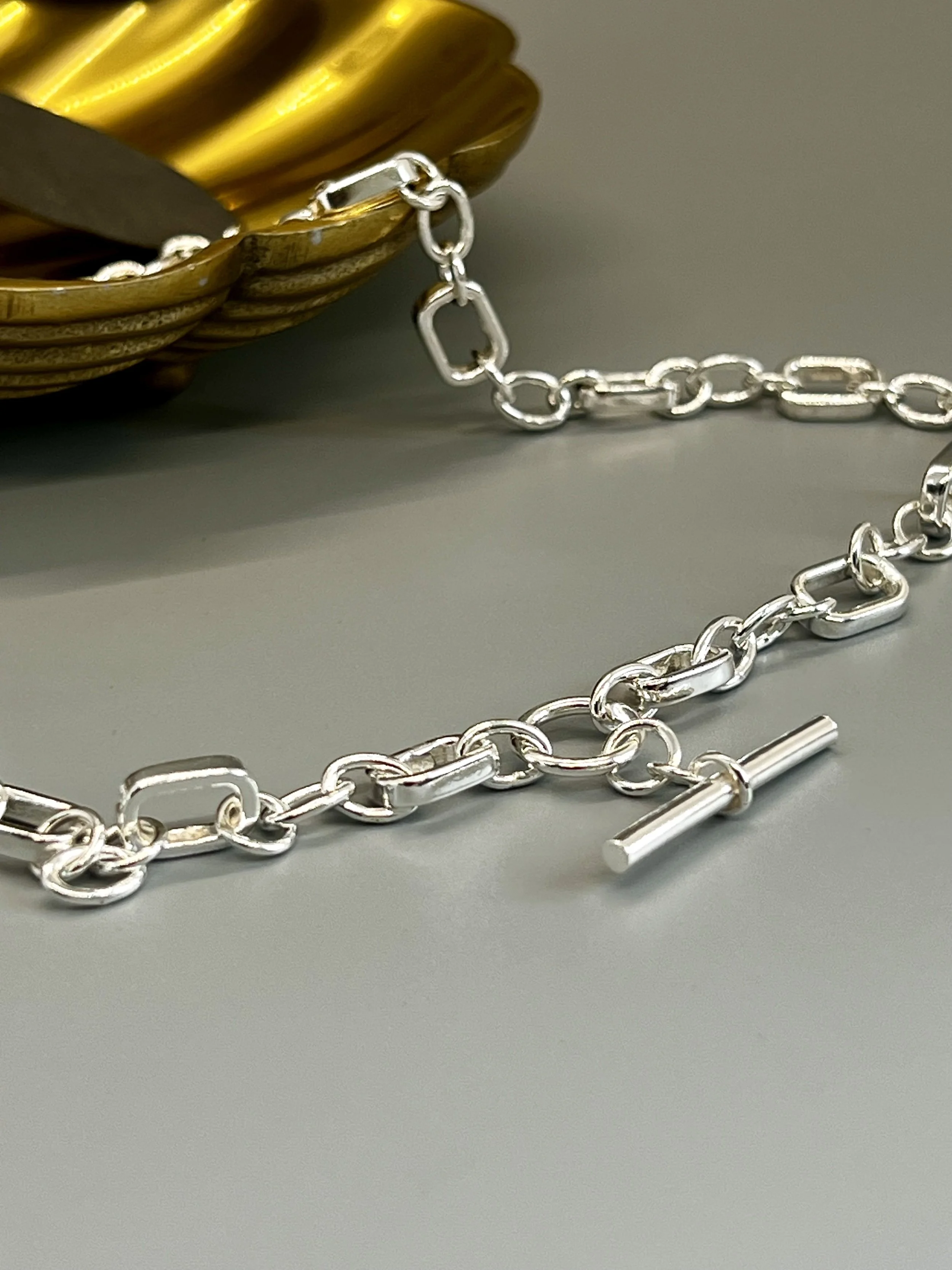Chunky Silver T Bar Necklace