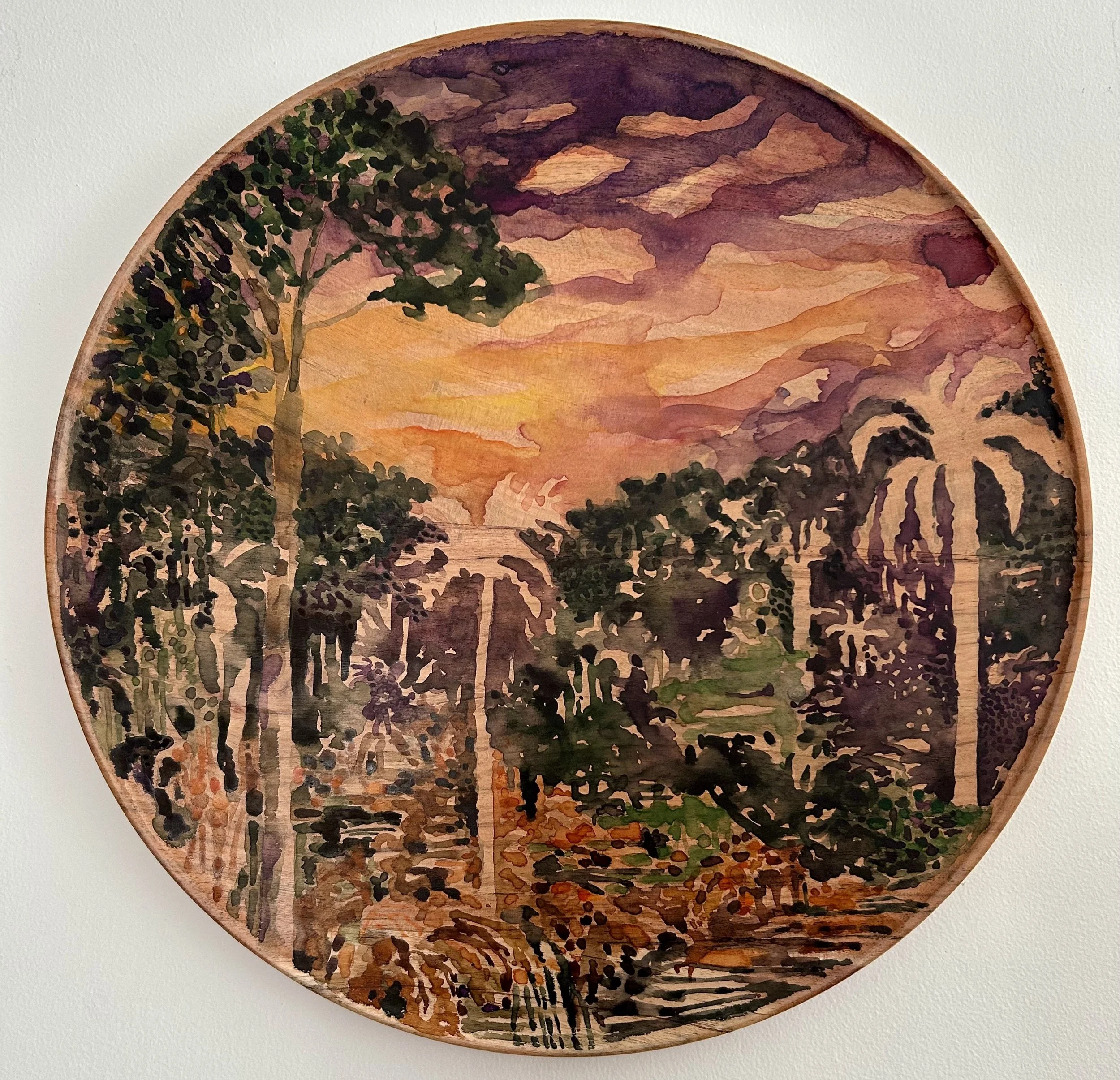 Watercolor on wood - ø37 cm (2025)