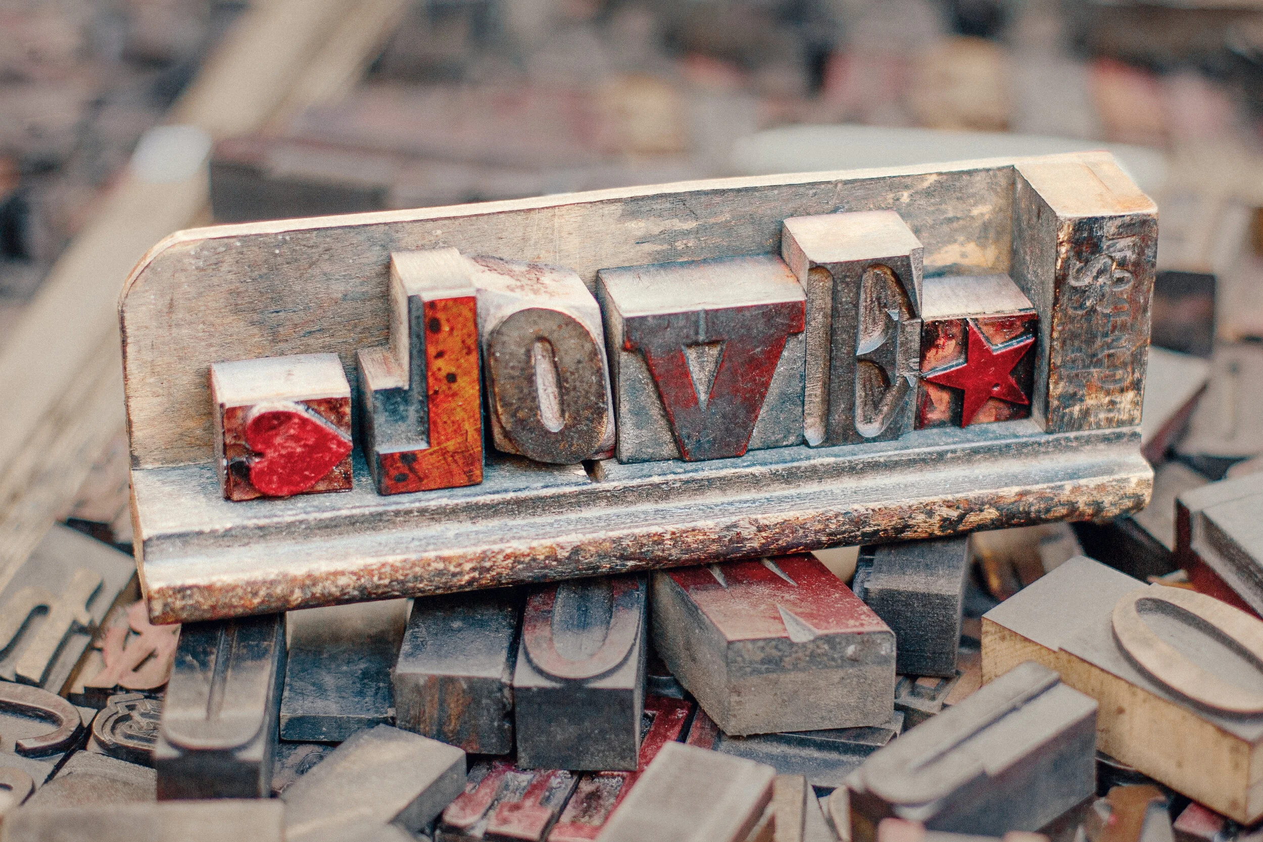 Wooden movable types used in traditional typography