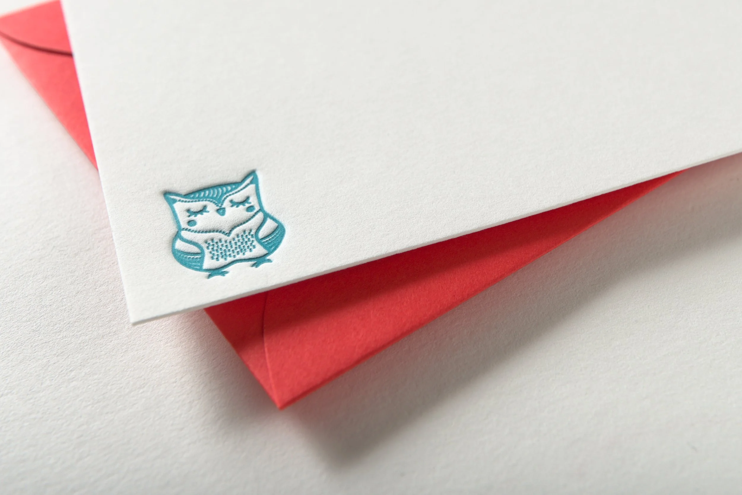 Letterpress With Love, Letterpress Notecard, Little Owl, Details