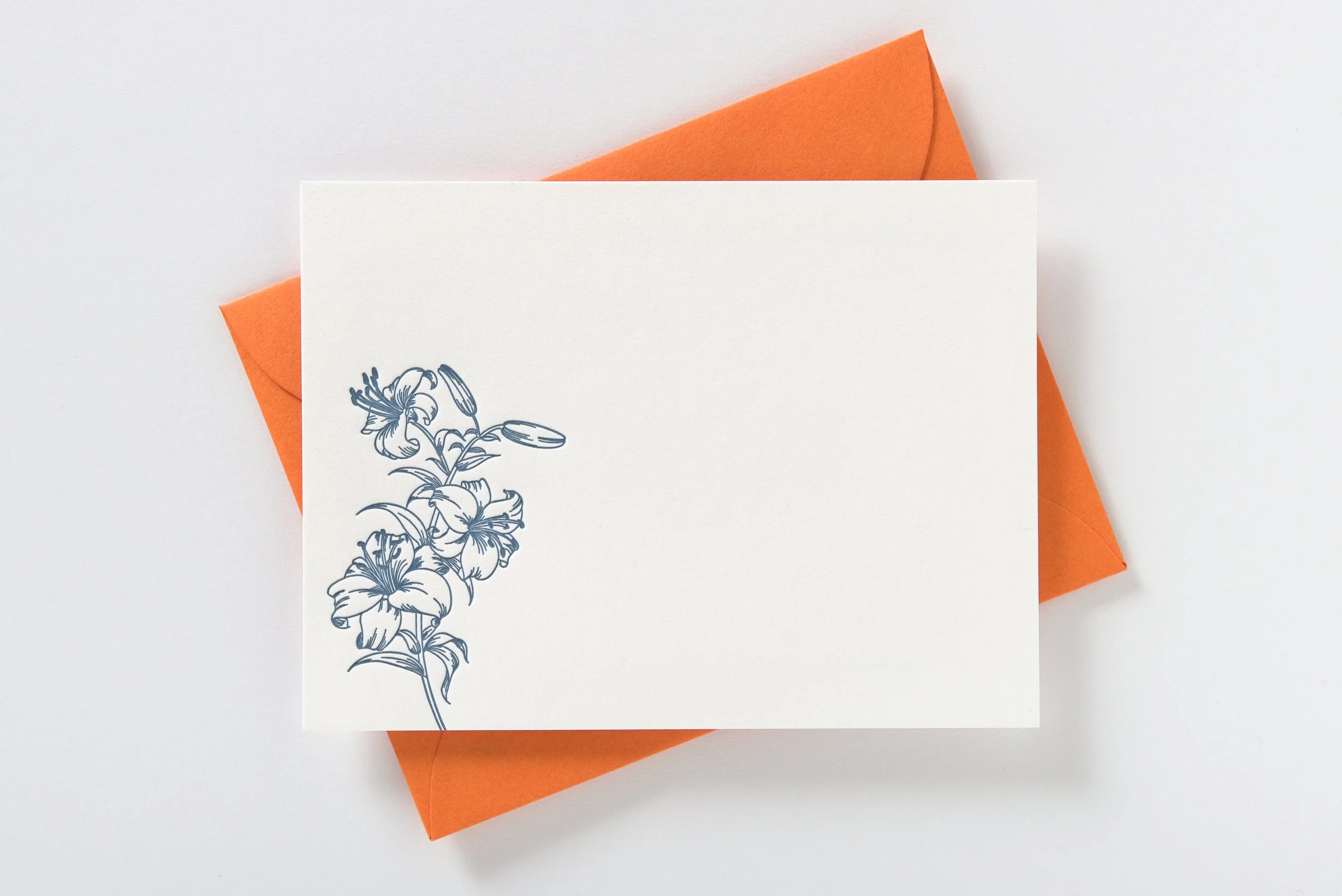Letterpress Notecard, Lily Flowers