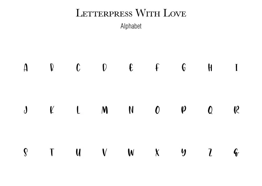 Letterpress With Love, Letterpress Personalised Cards, Eloisa, Alphabet