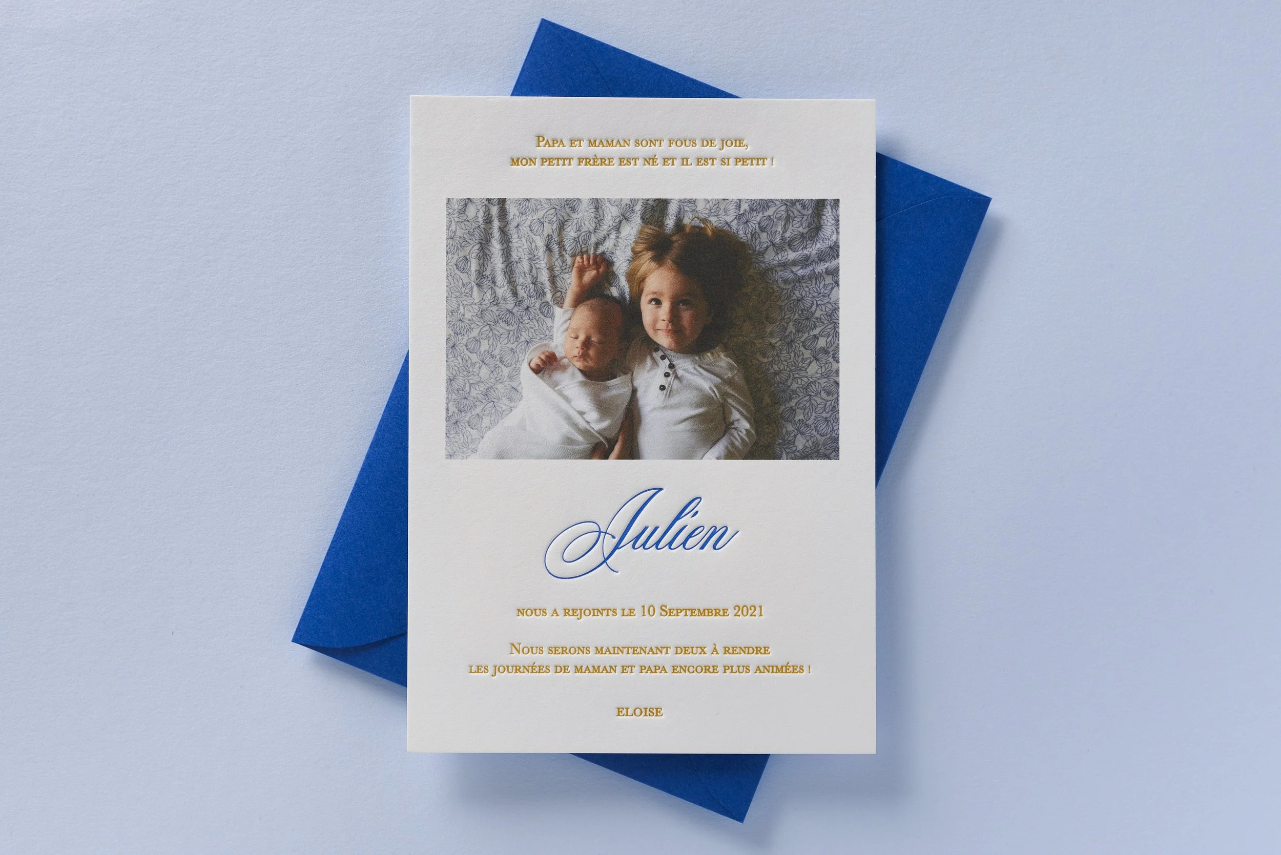 Letterpress Birth Announcement, Julien