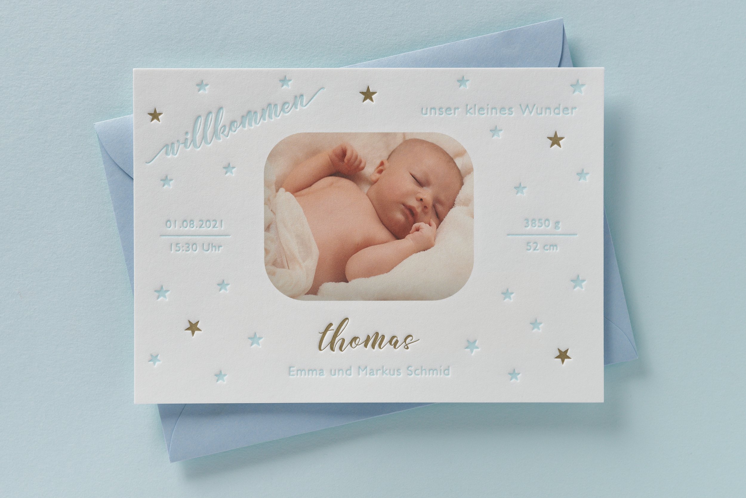 Letterpress Birth Announcement, Thomas