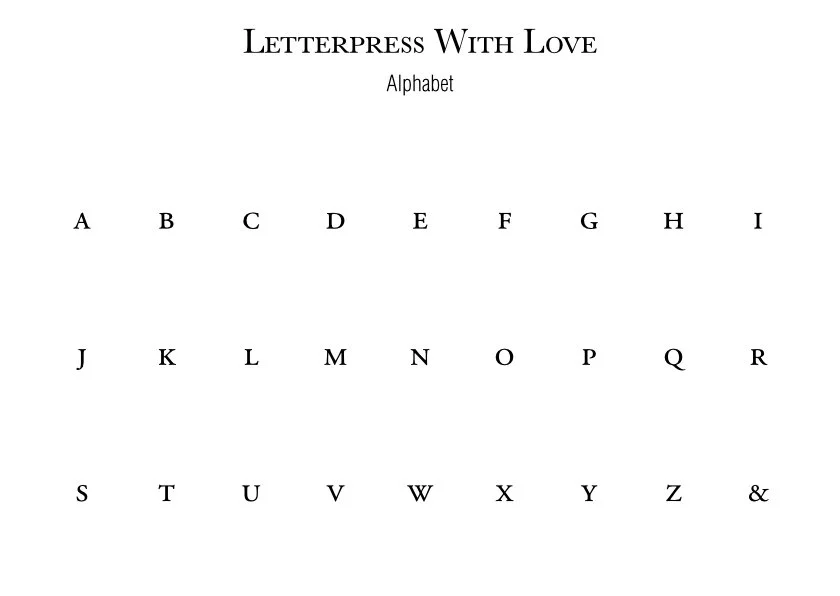 Letterpress With Love, Letterpress Personalised Cards, Regina, Alphabet