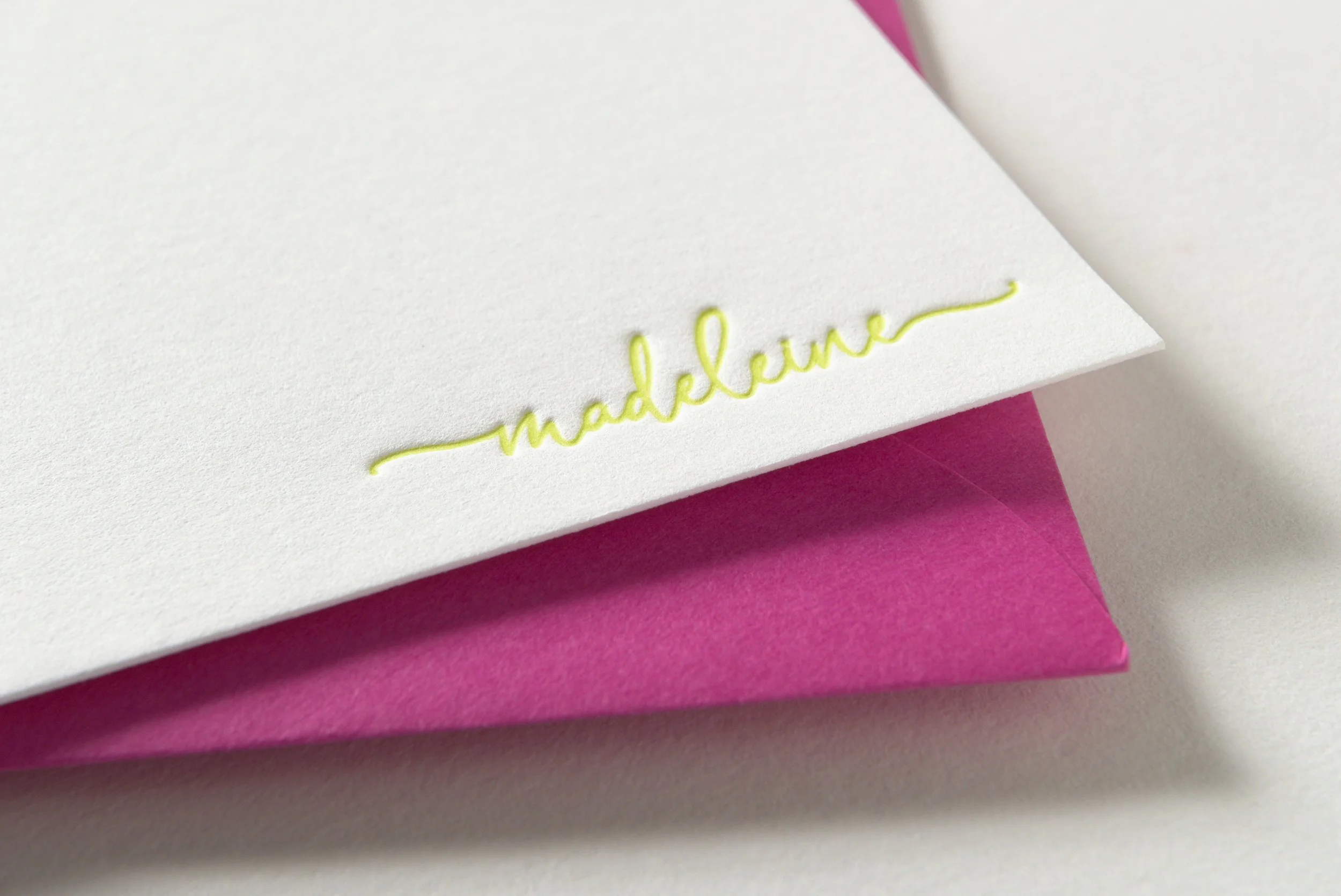 Letterpress With Love, Letterpress Personalised Cards, Madeleine, details