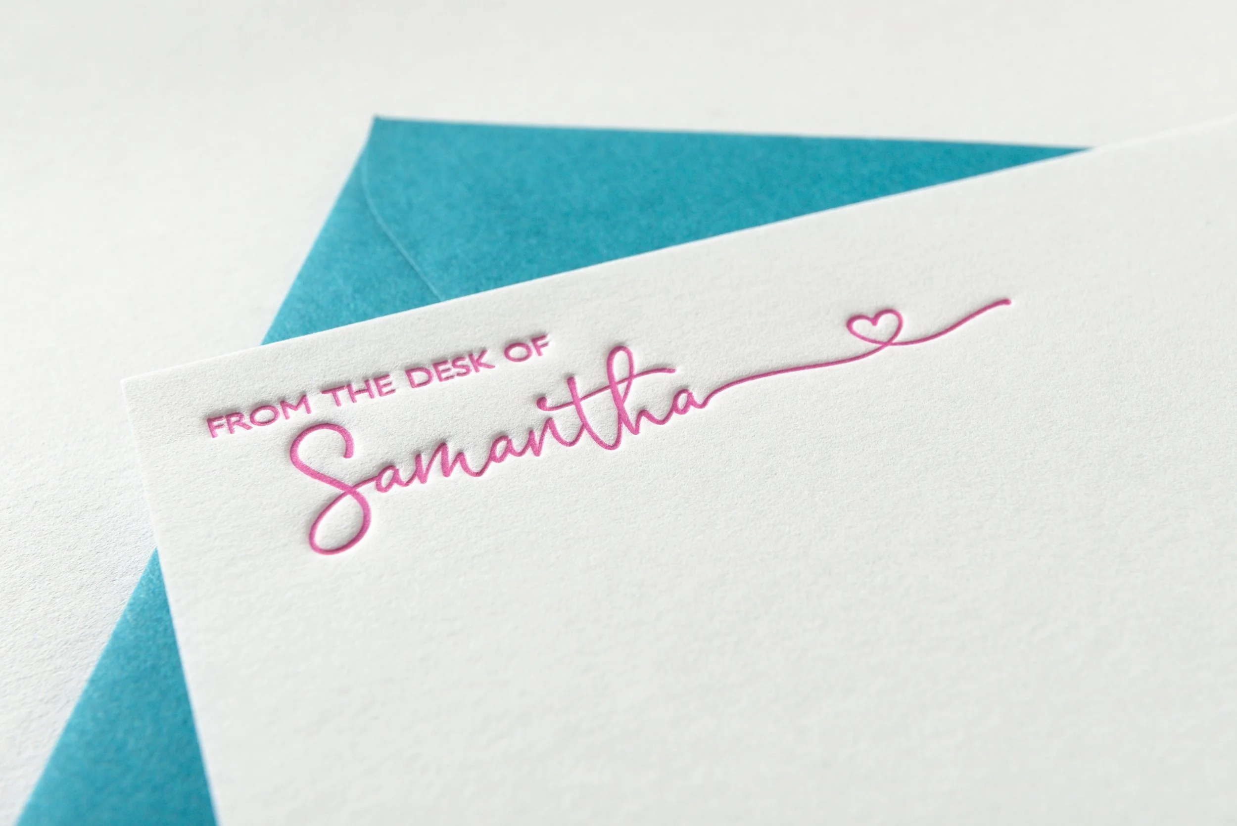 Letterpress With Love, Letterpress Personalised Cards, Samantha, details