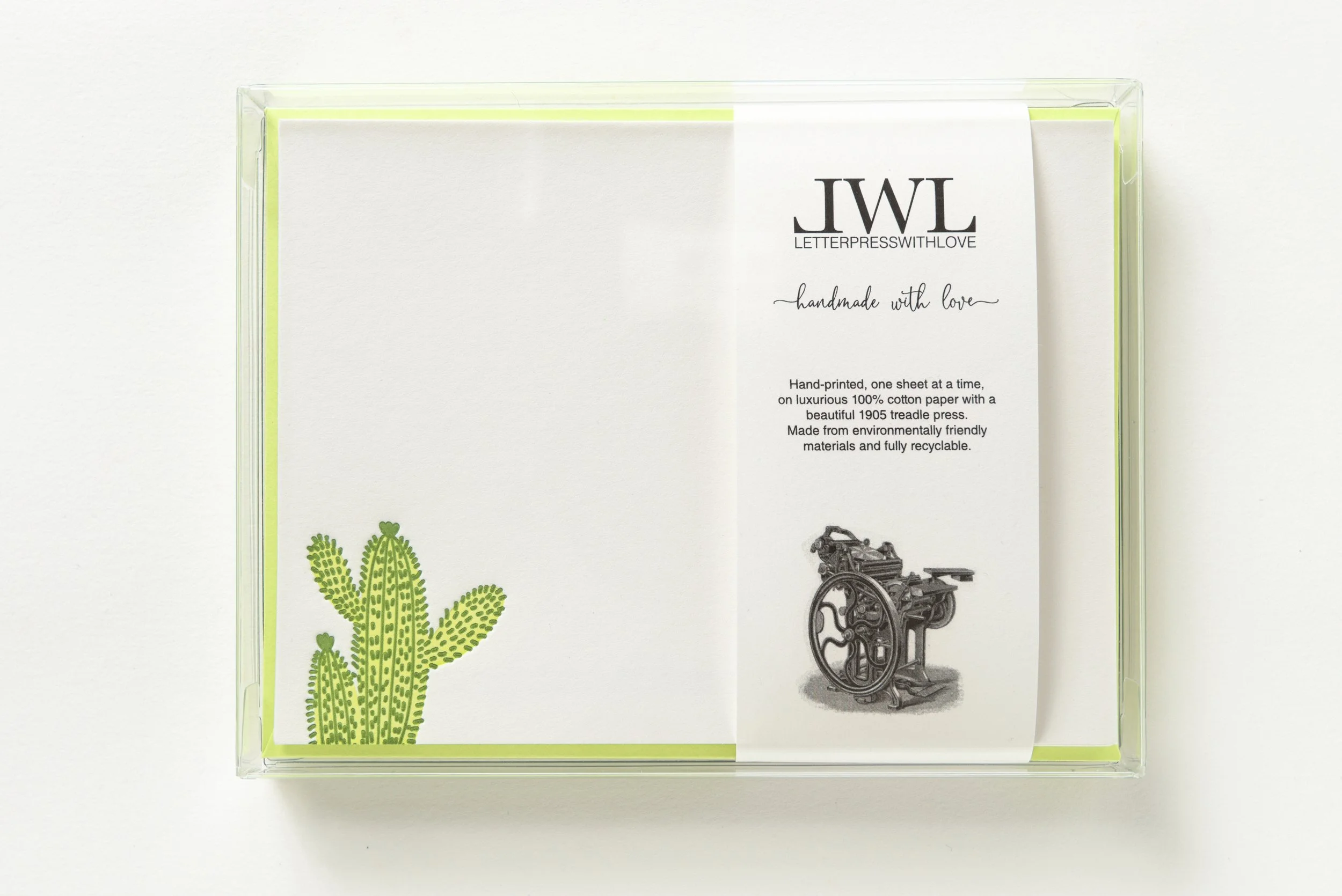 Letterpress With Love, Letterpress Notecard, Cactus, Gift Box