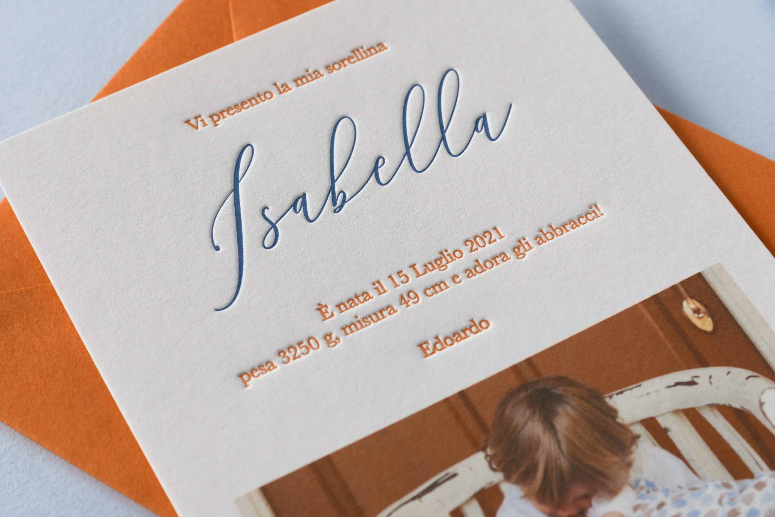 Letterpress With Love, Letterpress Birth Announcement, Isabella, details