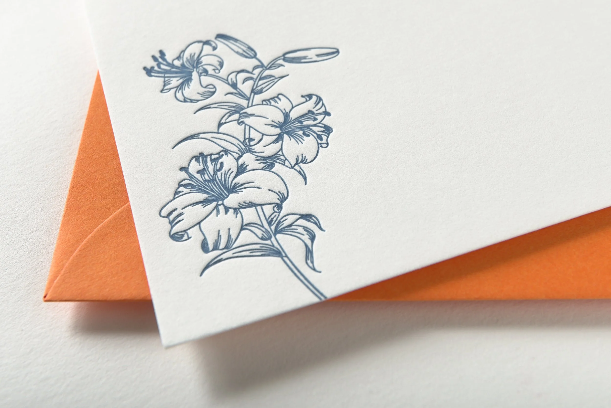 Letterpress With Love, Letterpress Notecard, Lily Flowers, Details