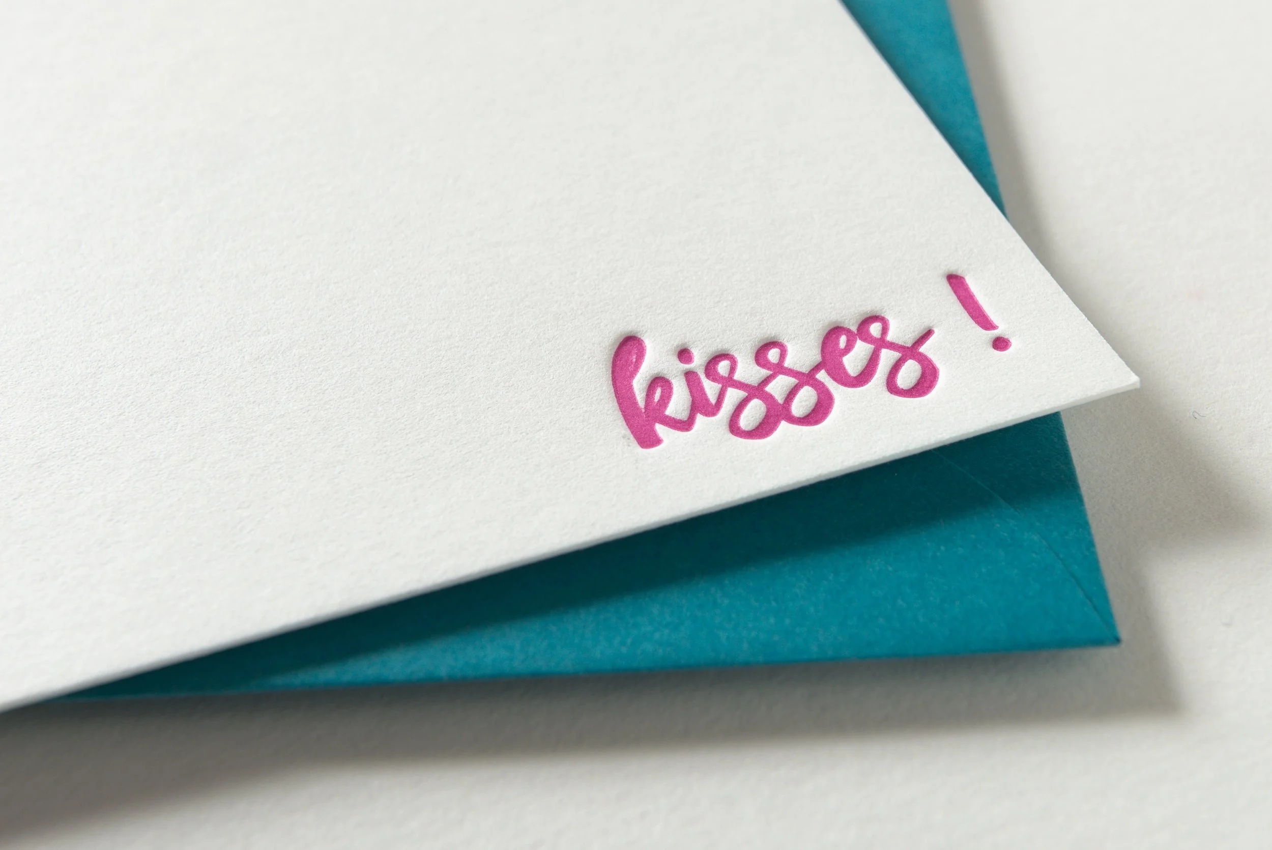 Letterpress With Love, Letterpress Notecard, Kisses, Details
