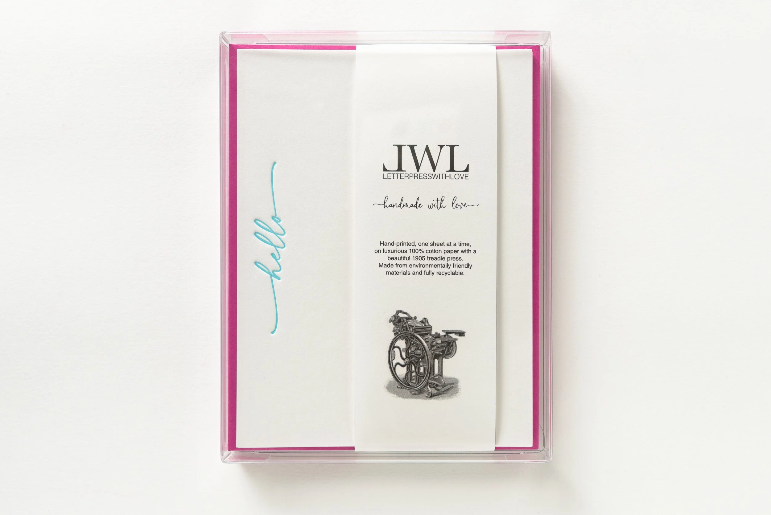 Letterpress With Love, Letterpress Notecard, Hello, Gift Box
