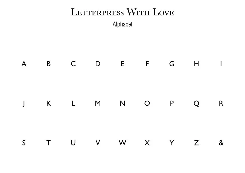 Letterpress With Love, Letterpress Personalised Cards, Aurore, Alphabet