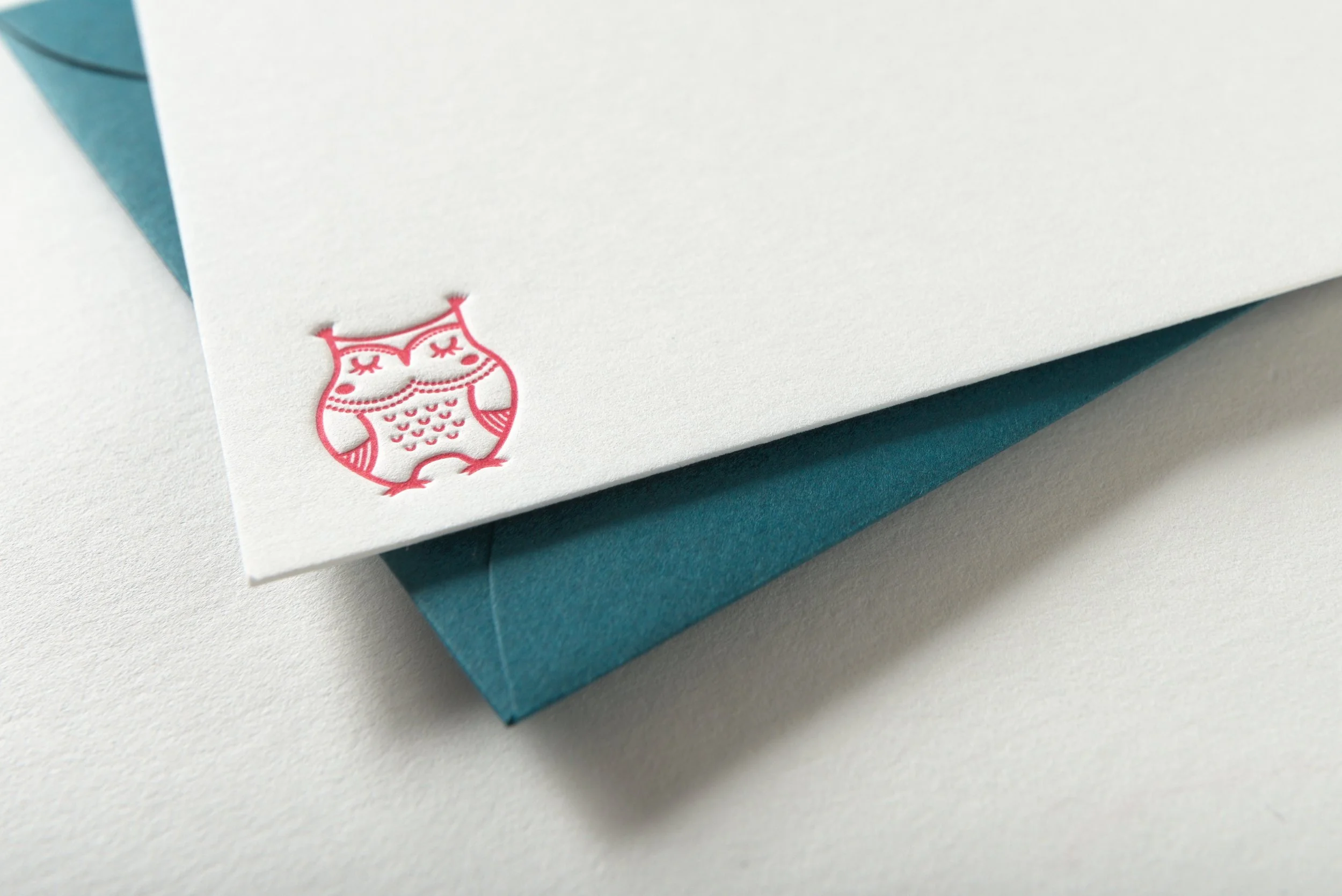 Letterpress With Love, Letterpress Notecard, Owl, Details