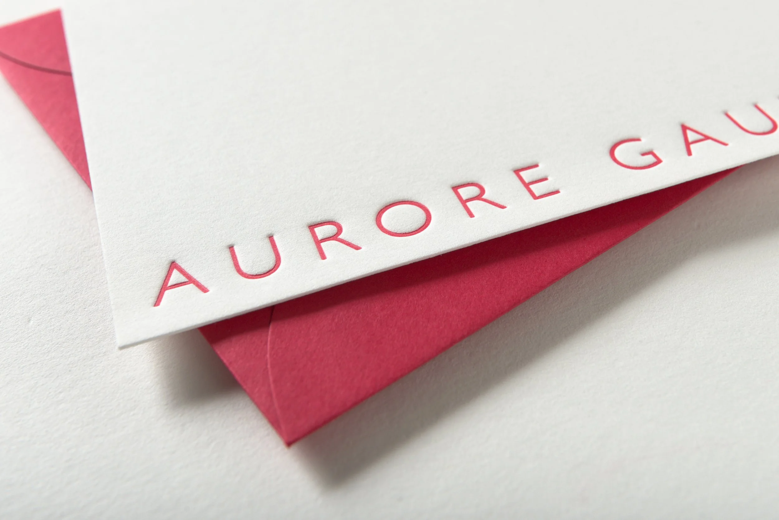 Letterpress With Love, Letterpress Personalised Cards, Aurore, details
