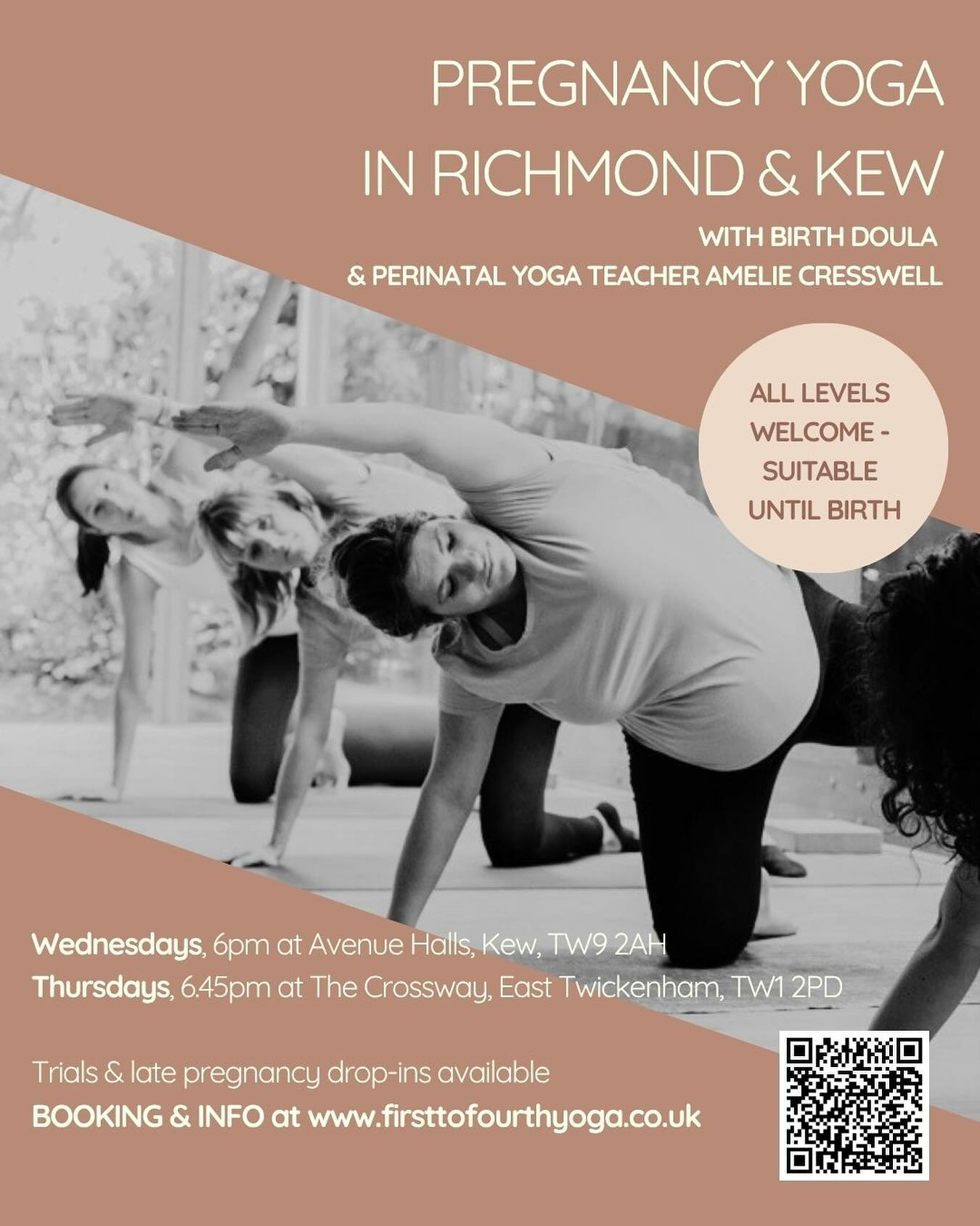 My yoga for pregnancy and birth prep classes restart this week ✨

Wednesdays 6pm in Kew (Avenue Halls, TW9) &amp; Thursdays 6.30pm in Richmond/East Twickenham (The Crossway, TW1)

Yes, it&rsquo;s getting dark but it&rsquo;ll be cosy inside, and I pro